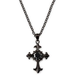 Gunmetal Stainless Steel With Gothic Cross Cable Chain Necklace