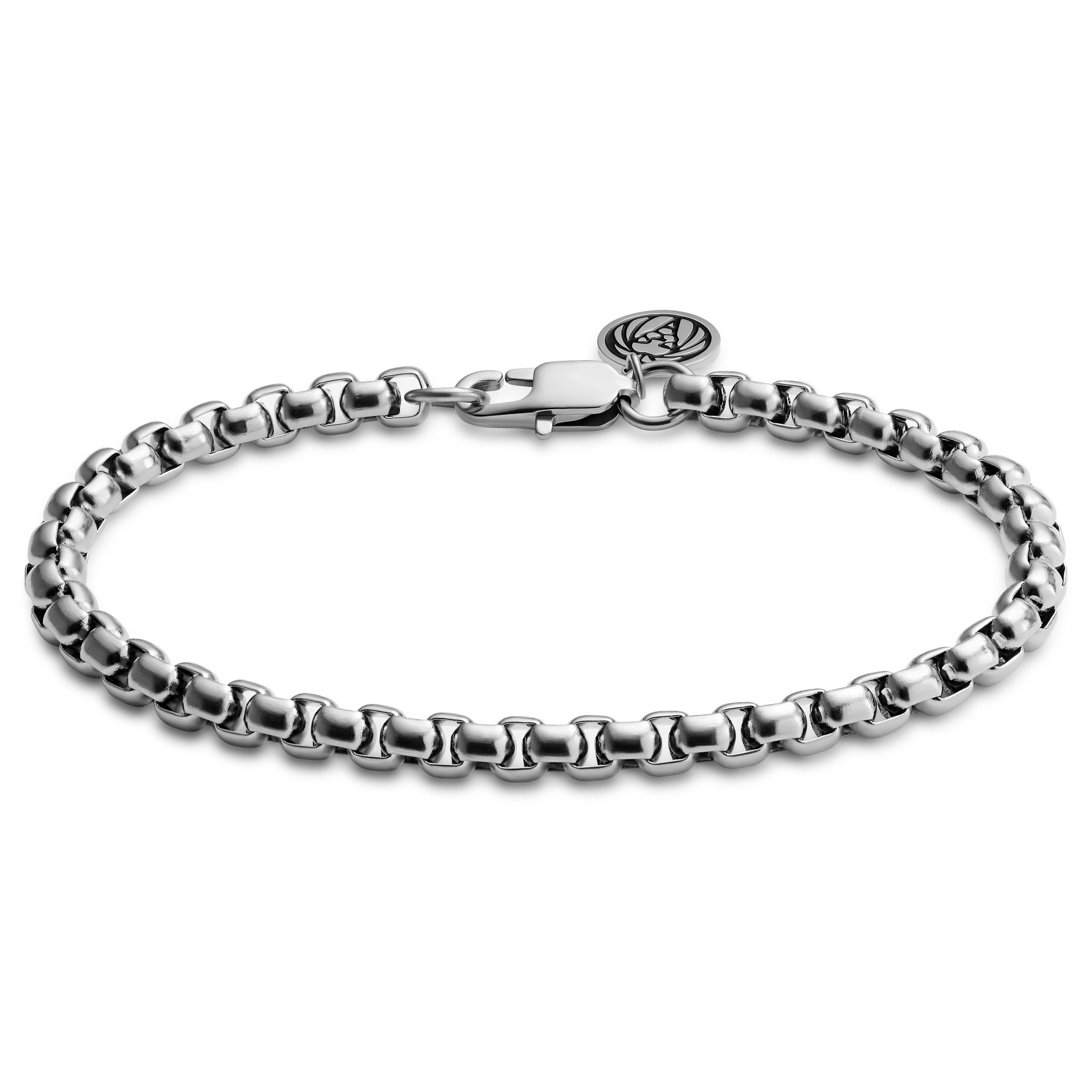 Essentials | 5 mm Silver-Tone Curved Box Chain Bracelet