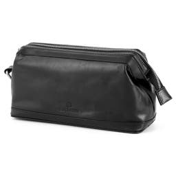 Jasper | Black Leather Wash Bag
