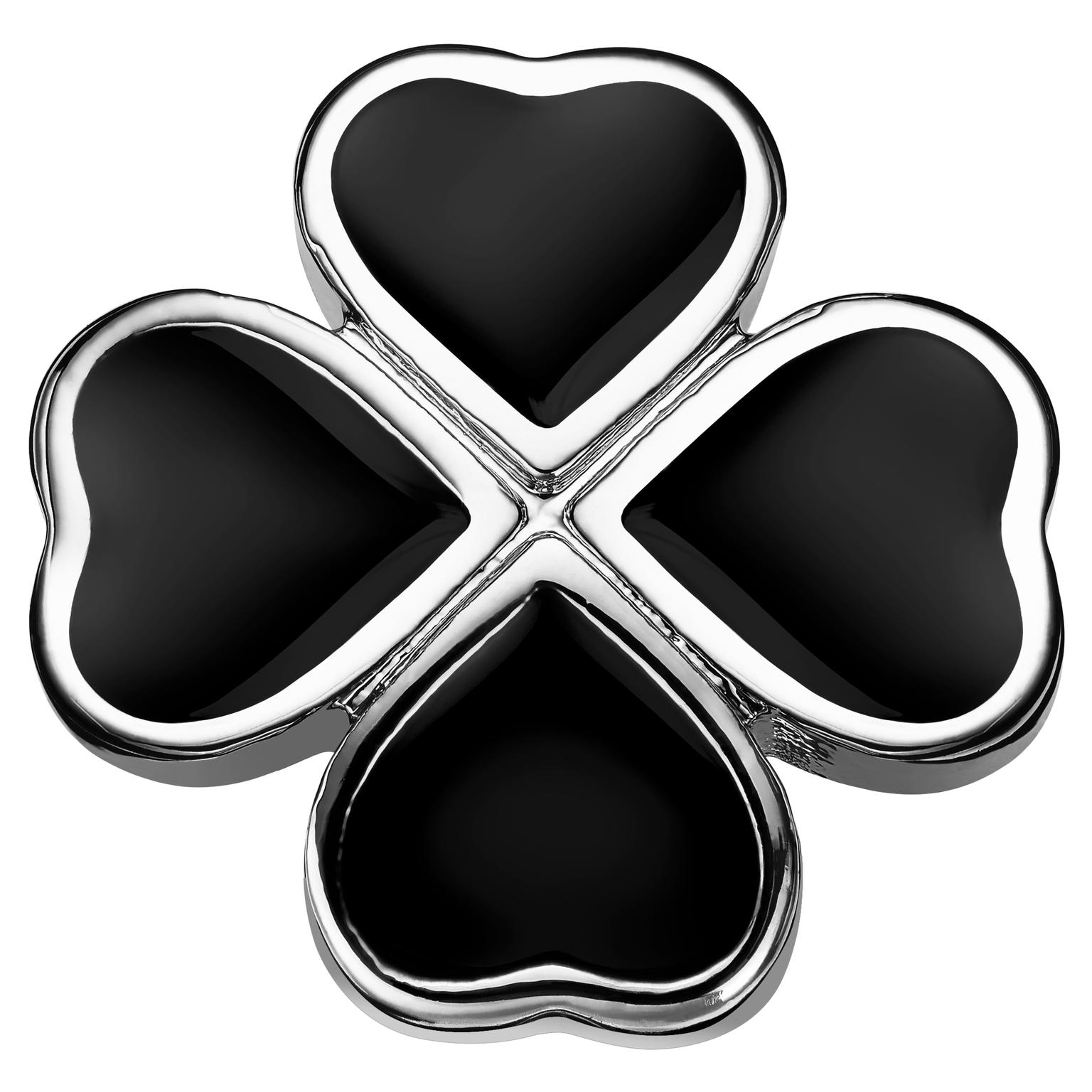 Dianthus | Spilla da giacca color argento e nero a forma di quadrifoglio Dianthus | Spilla da giacca color argento e nero a forma di quadrifoglio