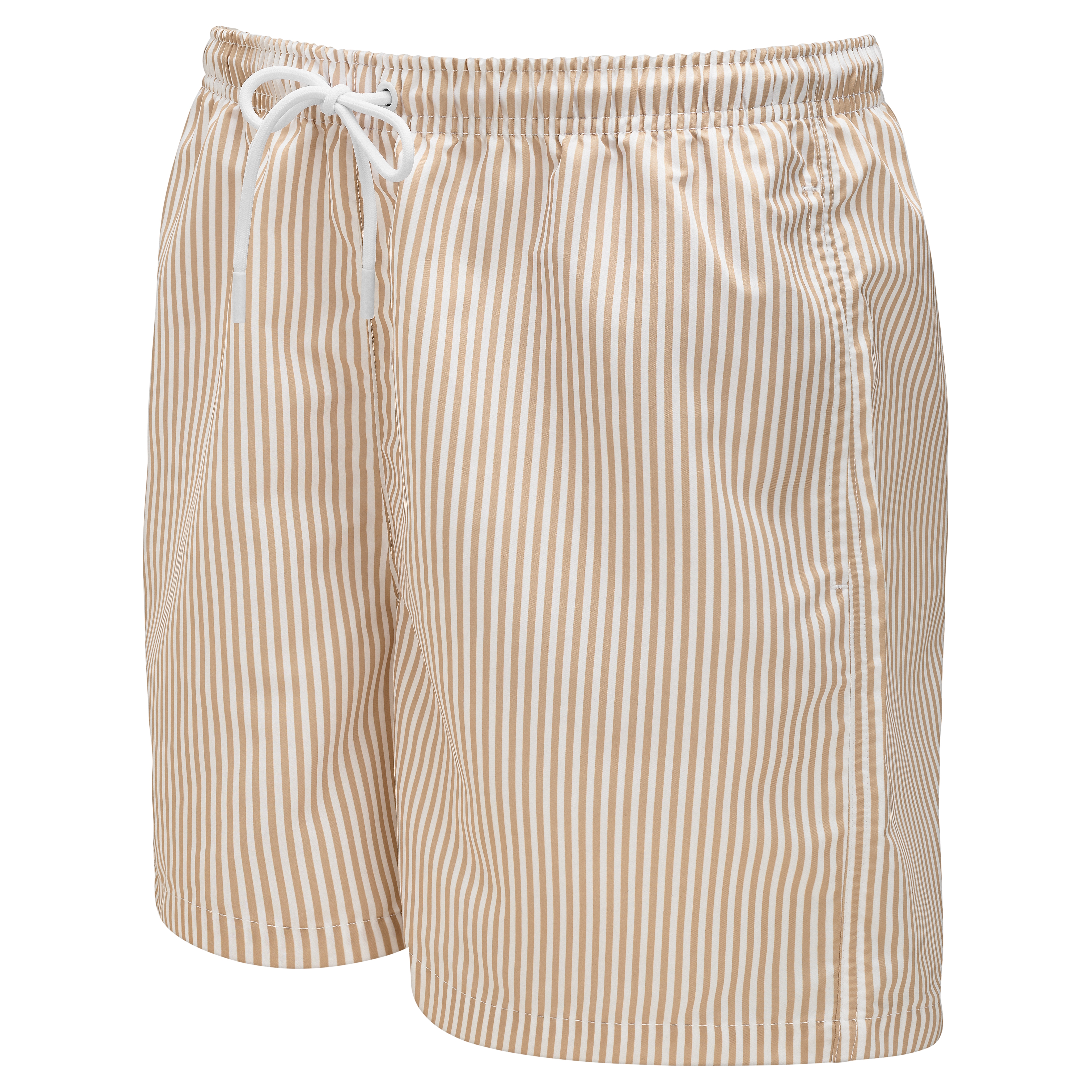 Striped Beige & White Swim Shorts - 2