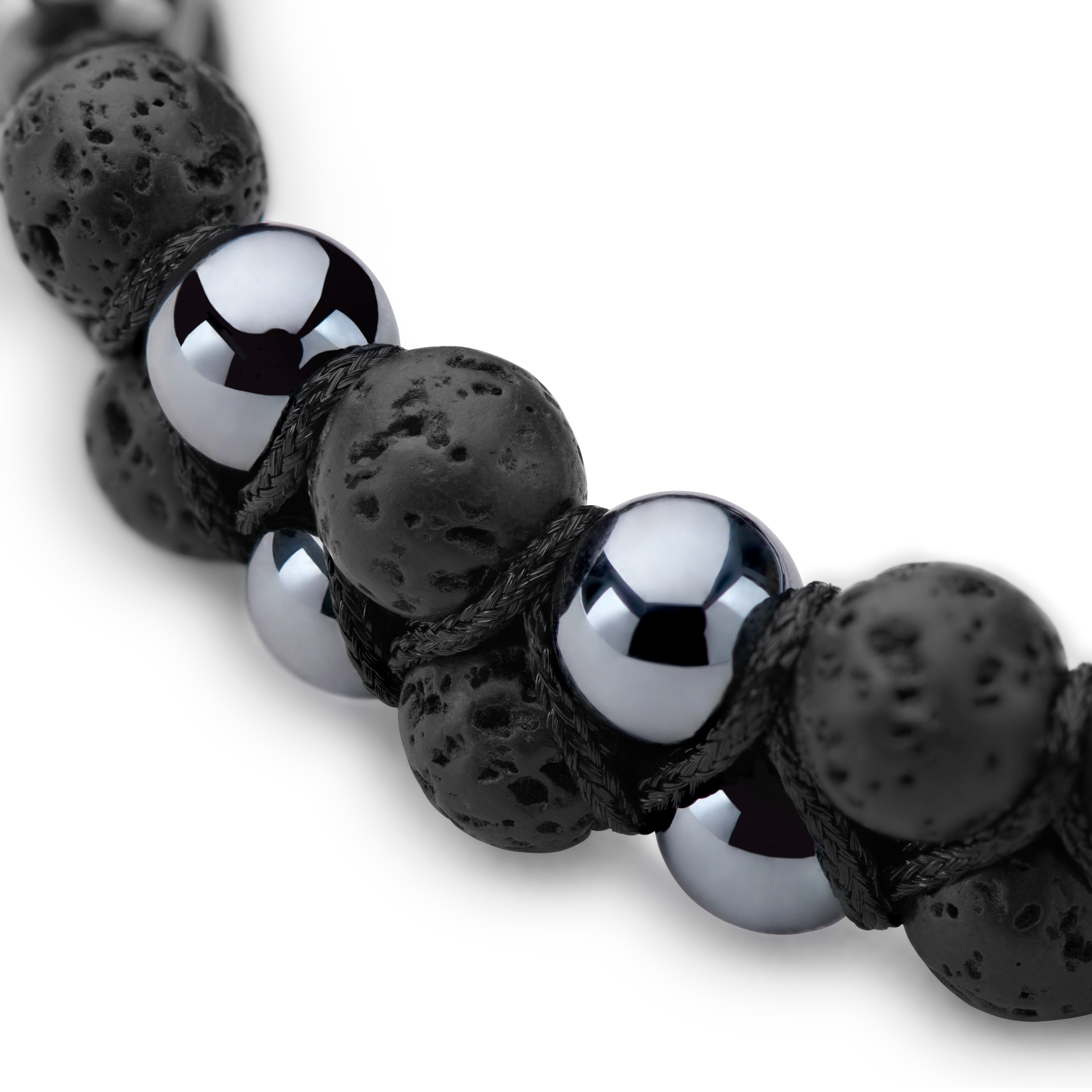 Sanatio Dubbelradigt Armband med Hematit och Lavasten - 10