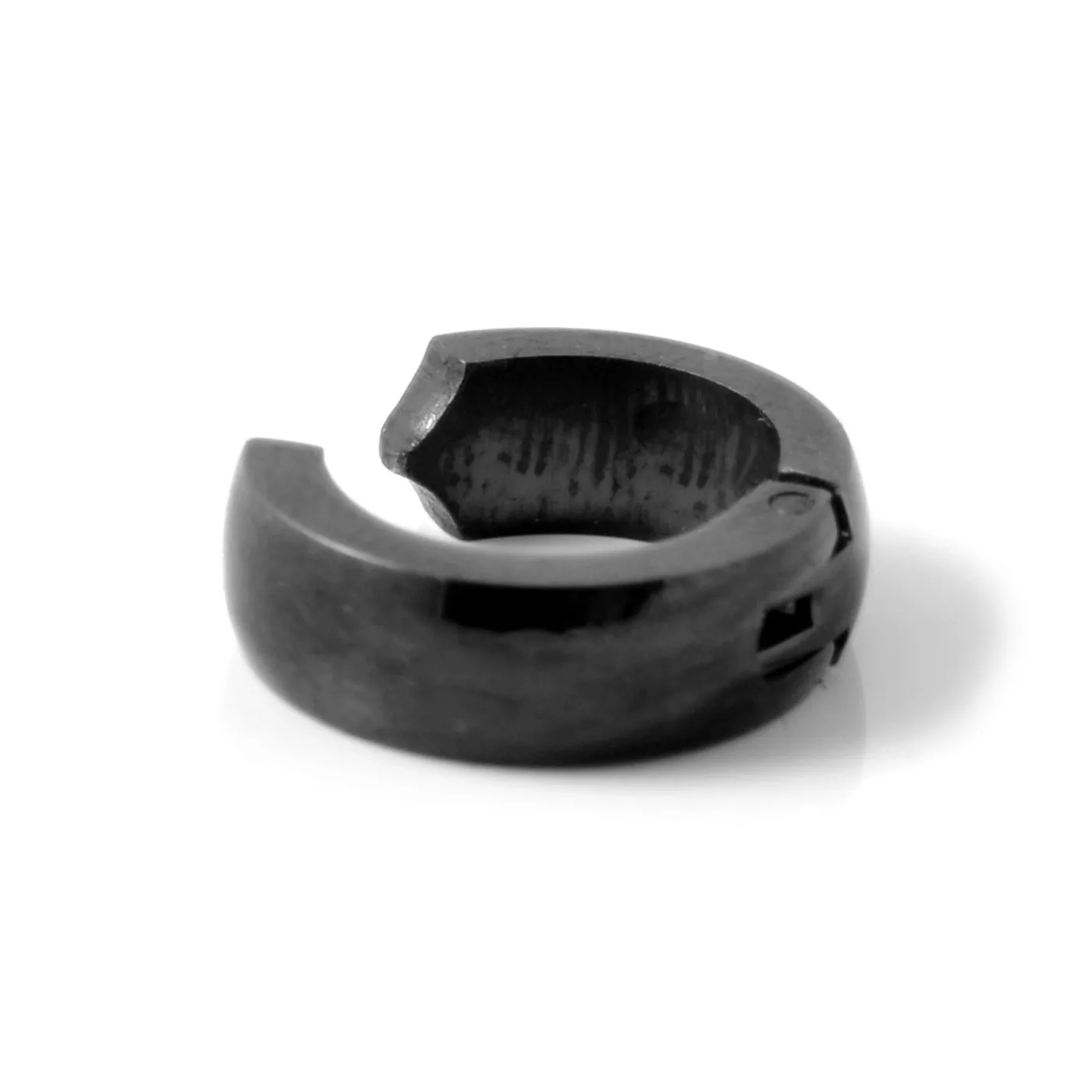 Ronde Brede Matzwarte Oorbel  - 3