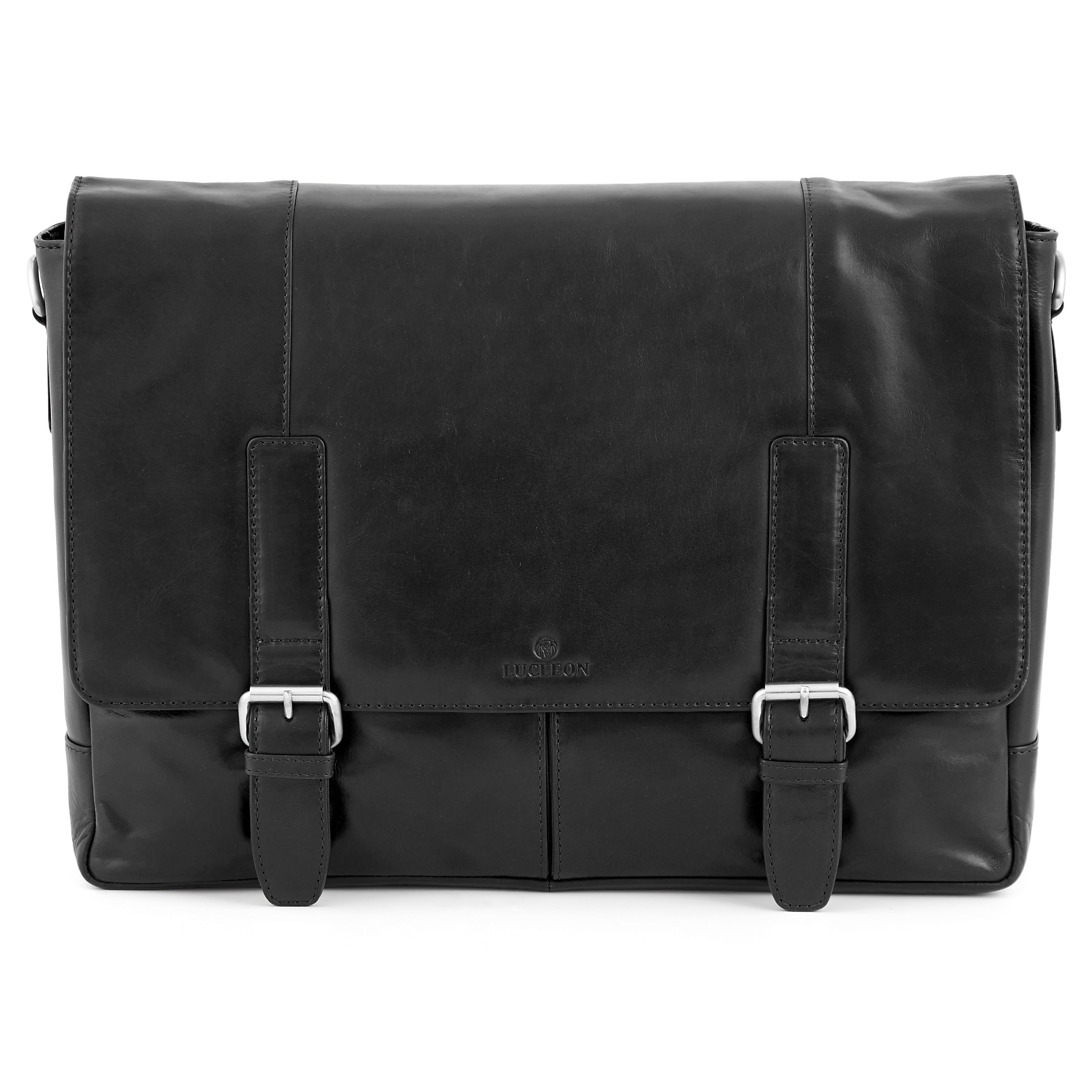 Klasyczna czarna skórzana torba na ramię Jasper - 2