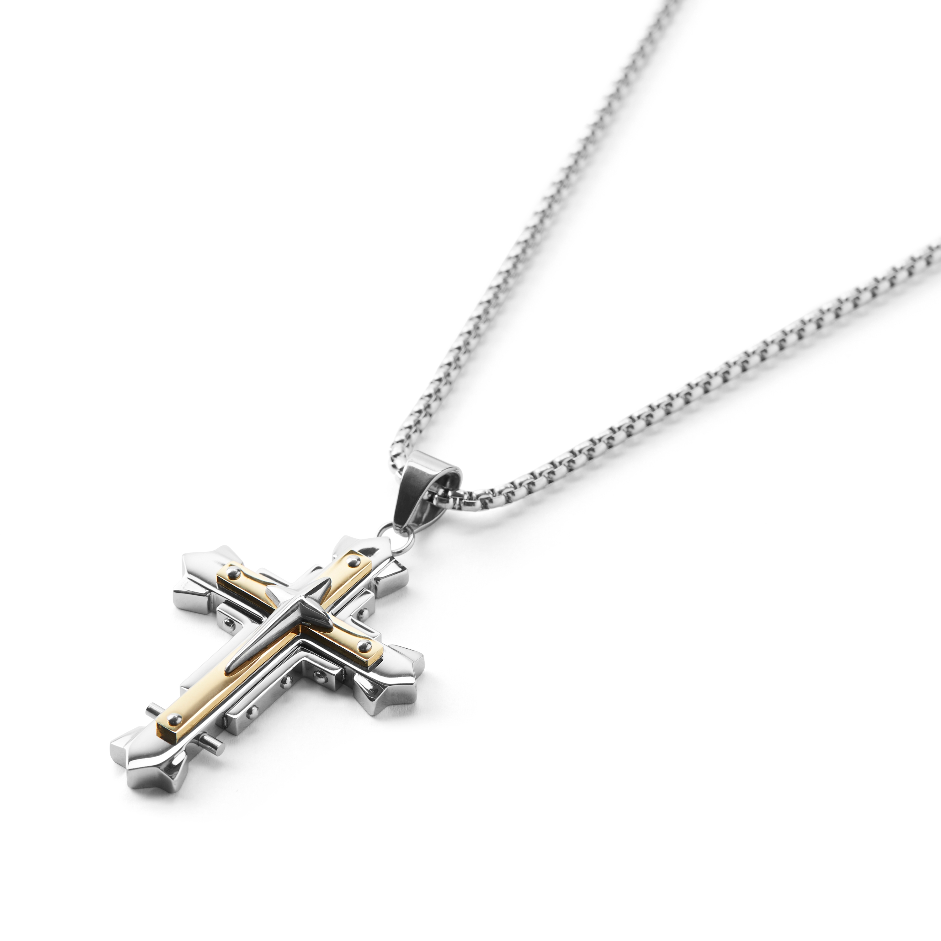 Колие със златист кръст с нитове - 2