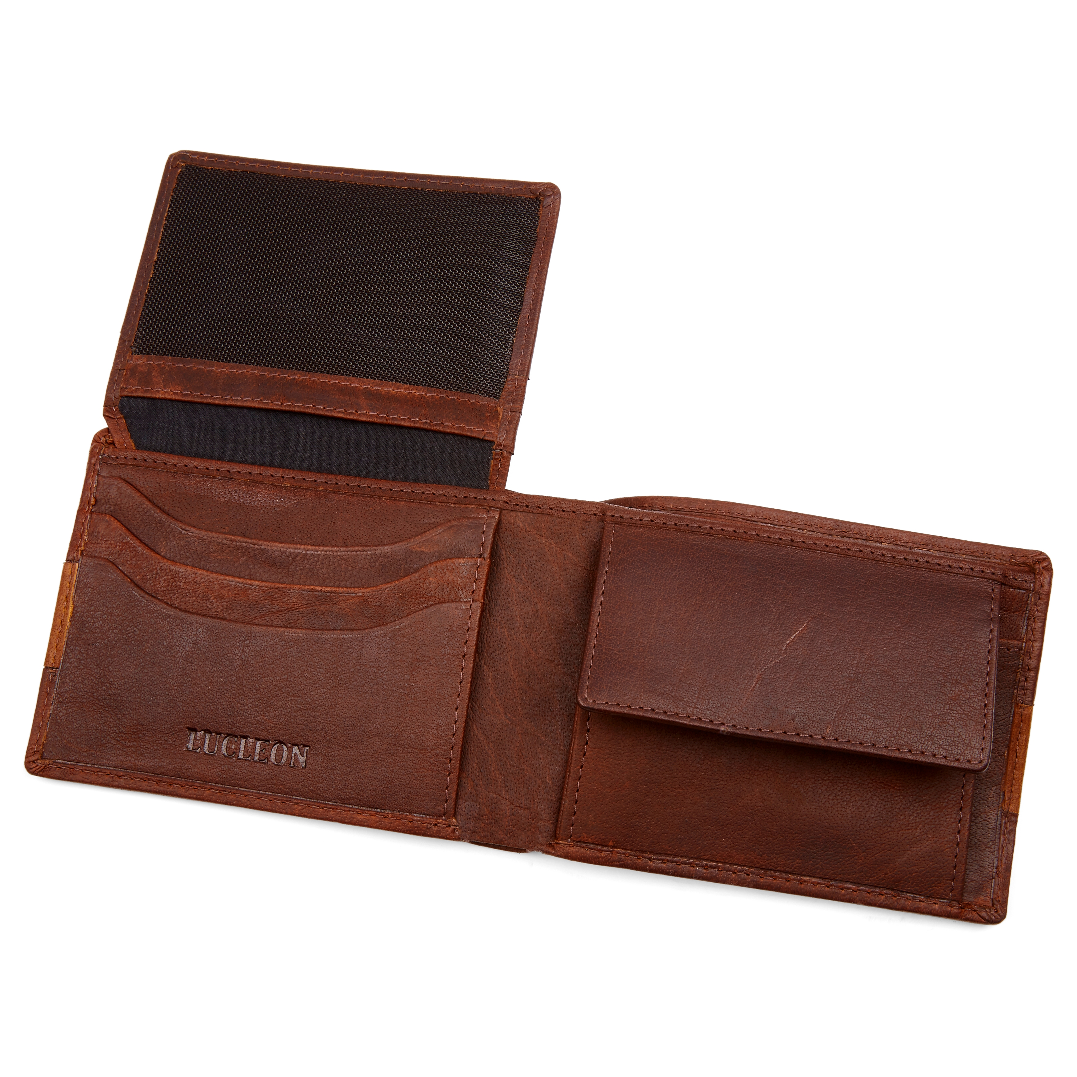 Cartera de cuero de pliegue doble rápido marrón Oxford - 2