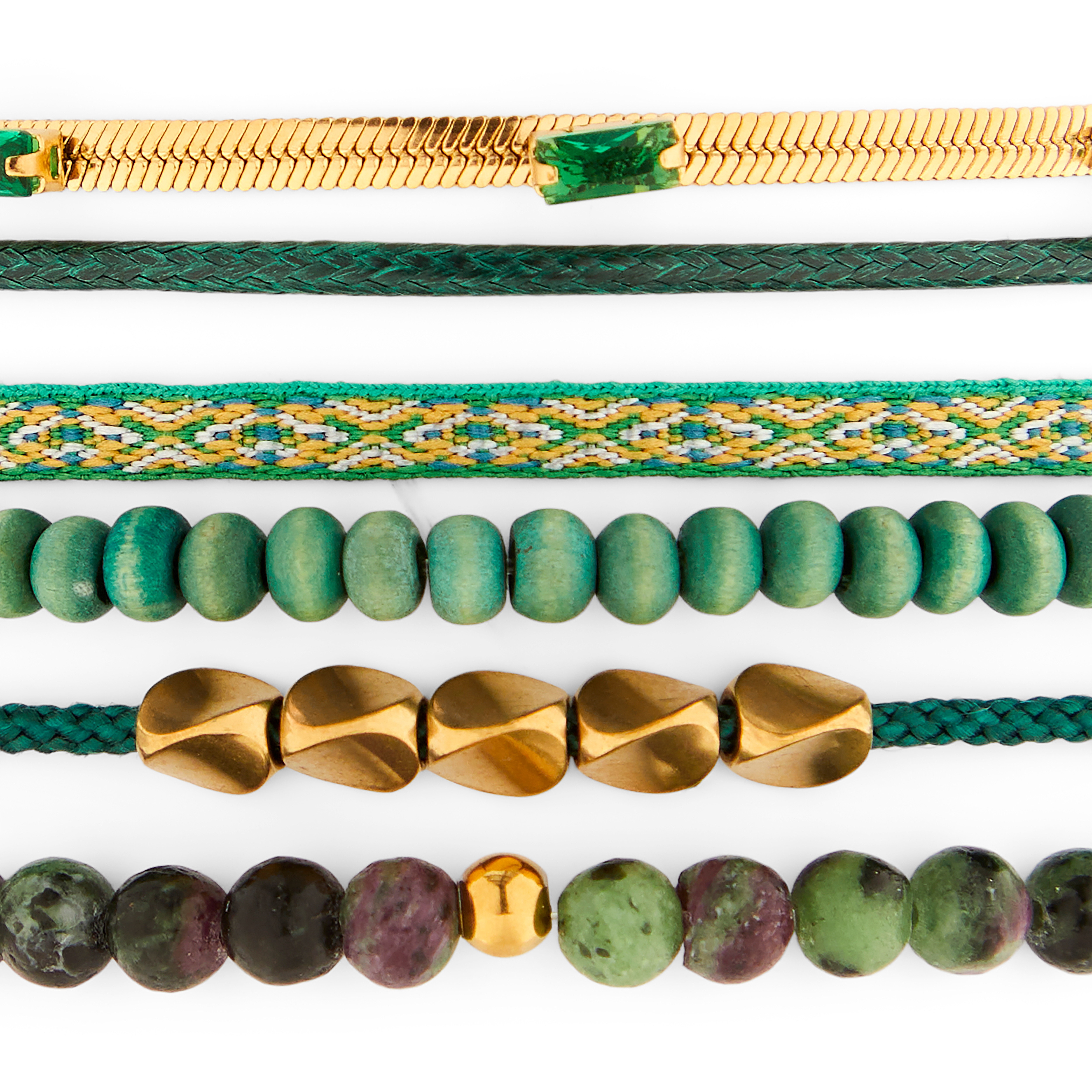 Amalfi | Taormina Set de 6 bracelets olive doré - 3
