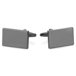 Ματ Μαύρα Gunmetal Ορθογώνια Μανικετόκουμπα