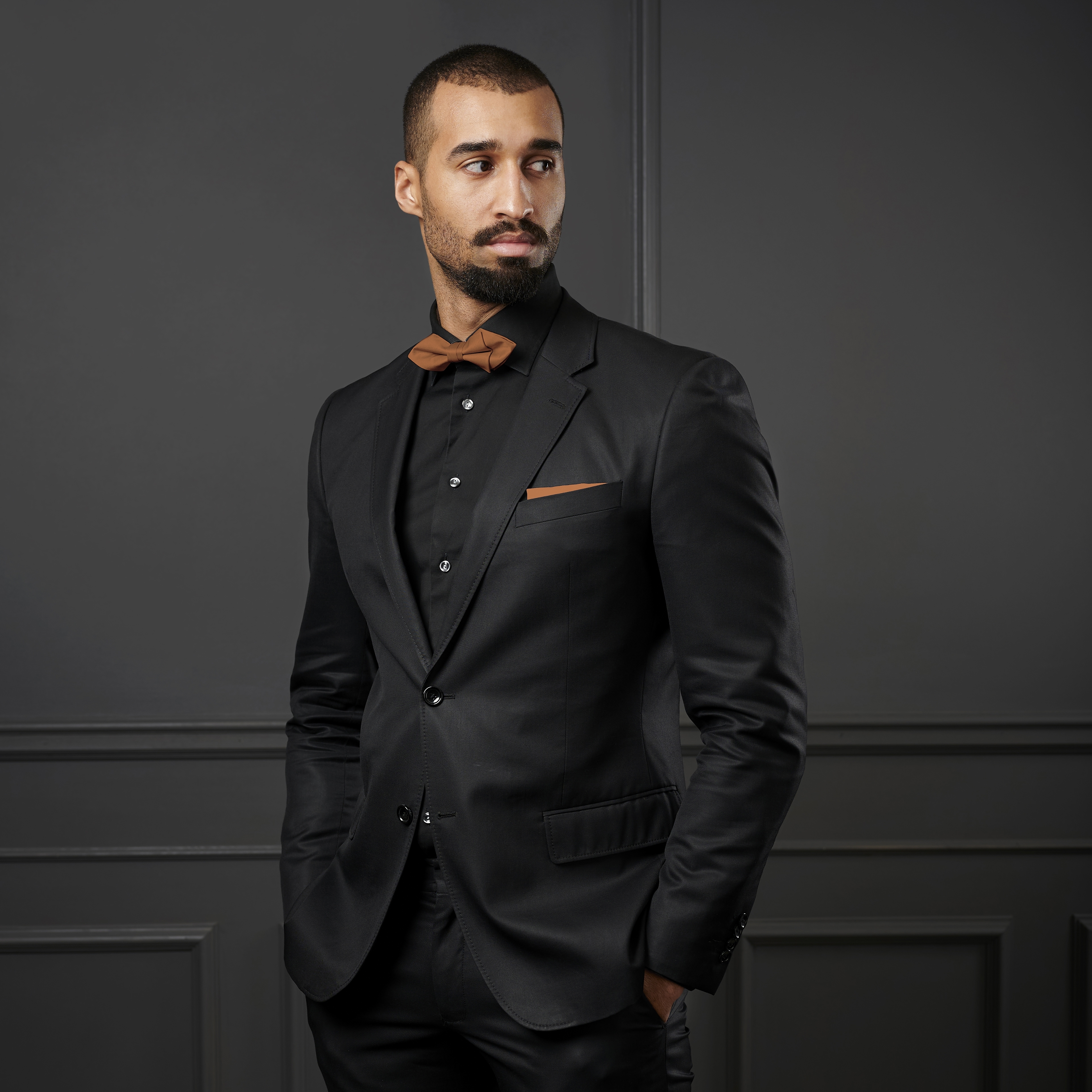 Light Brown Basic Pointy Pre-Tied Bow Tie - 4