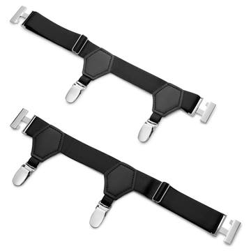 Kleos | Black Sock Garters With Silver-tone Clasps Kleos | Black Sock Garters With Silver-tone Clasps