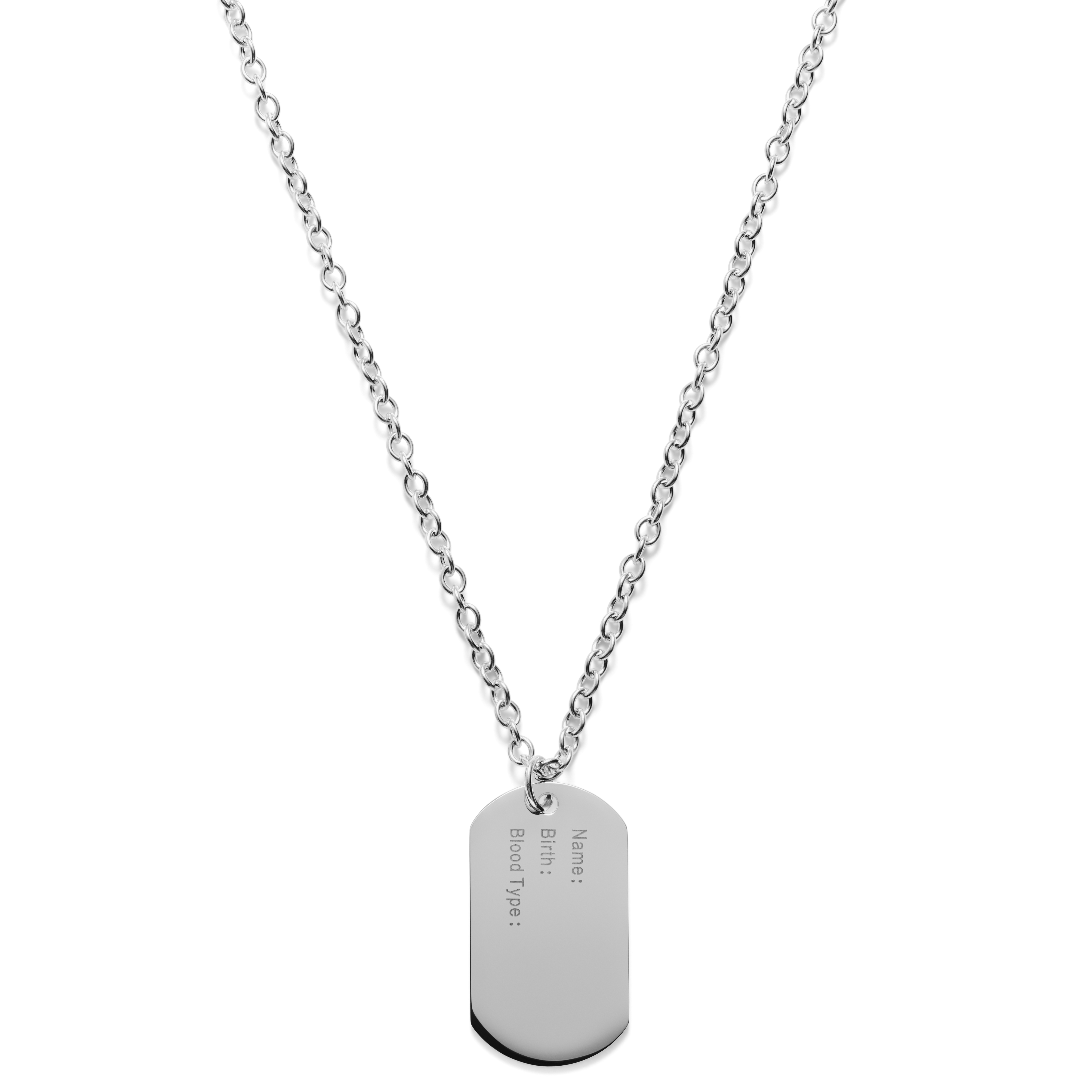 Silver Dog Tag Pendant Chain Necklace | Claire's US