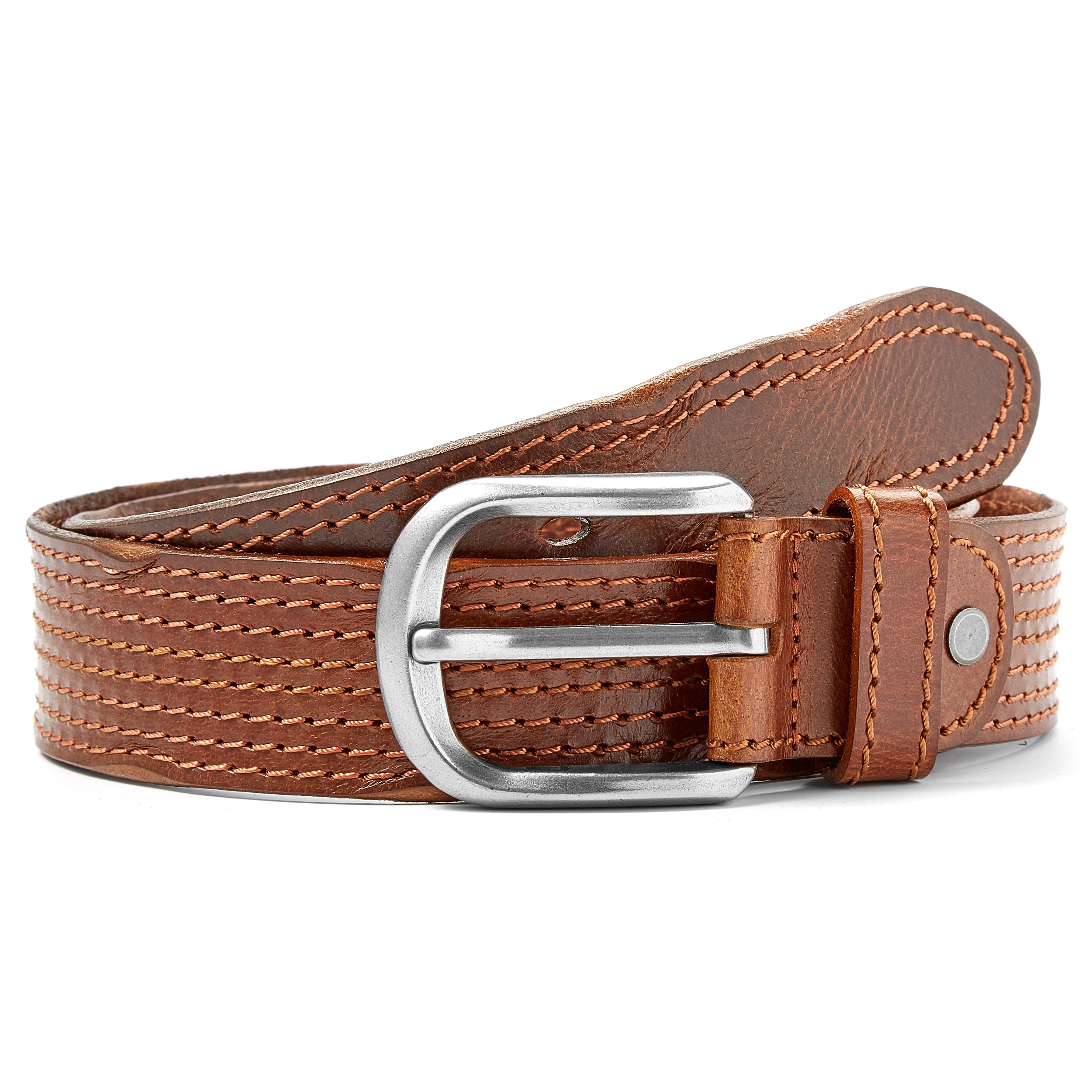 Brown Full Stitched Belt - 1