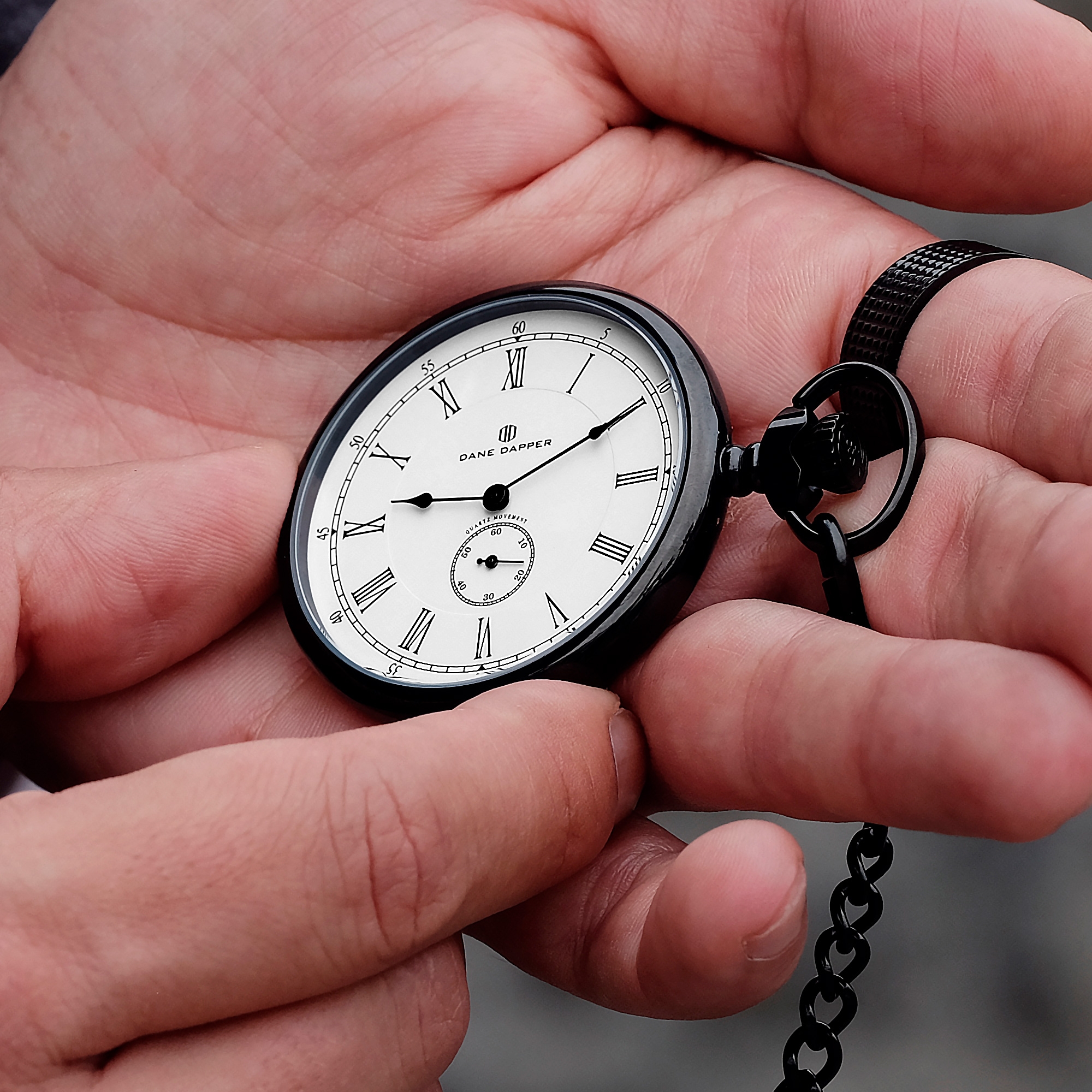 Črna in bela žepna ura Time Keeper - 7