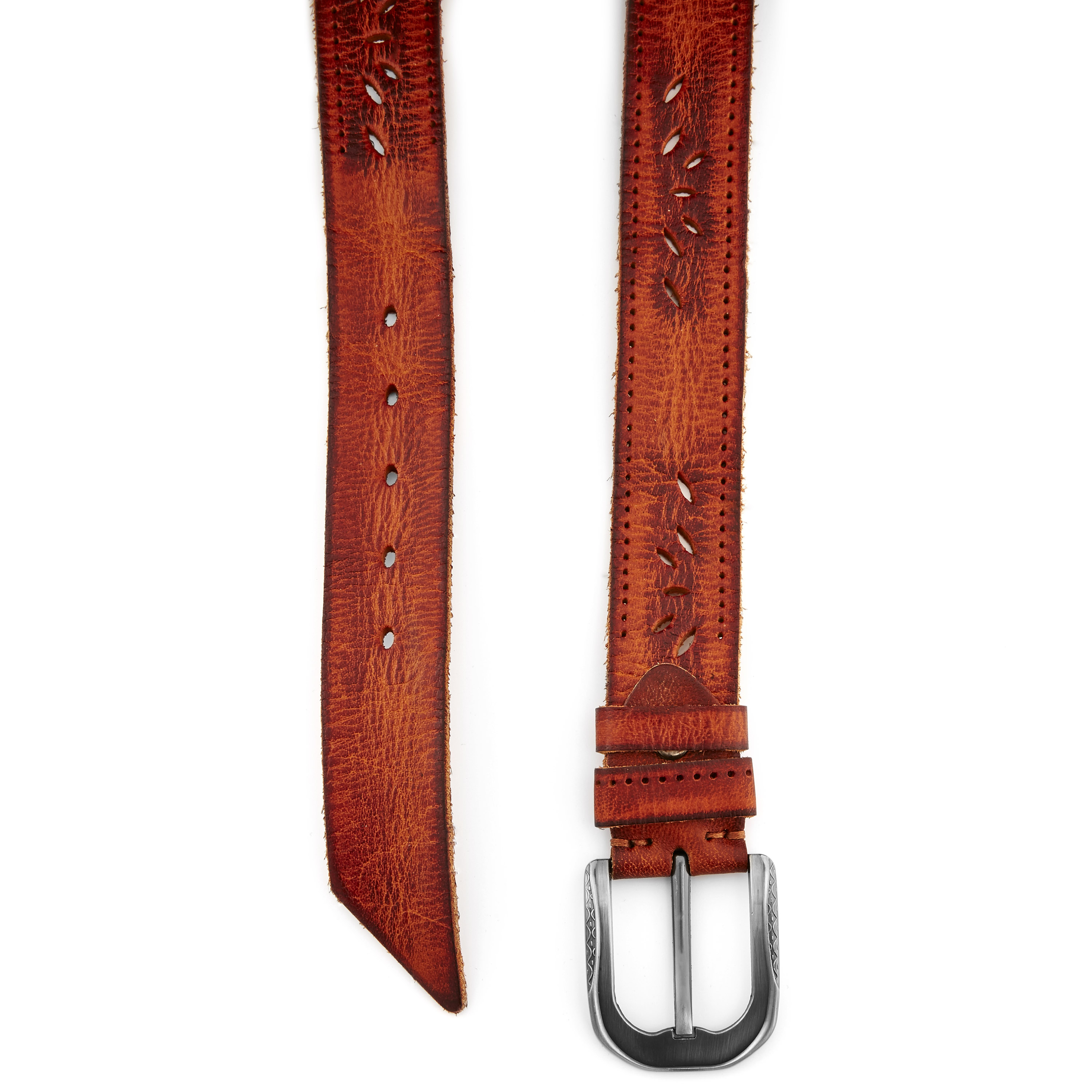 Vintage Gradient Ledergürtel Mit Verzierungen - 2