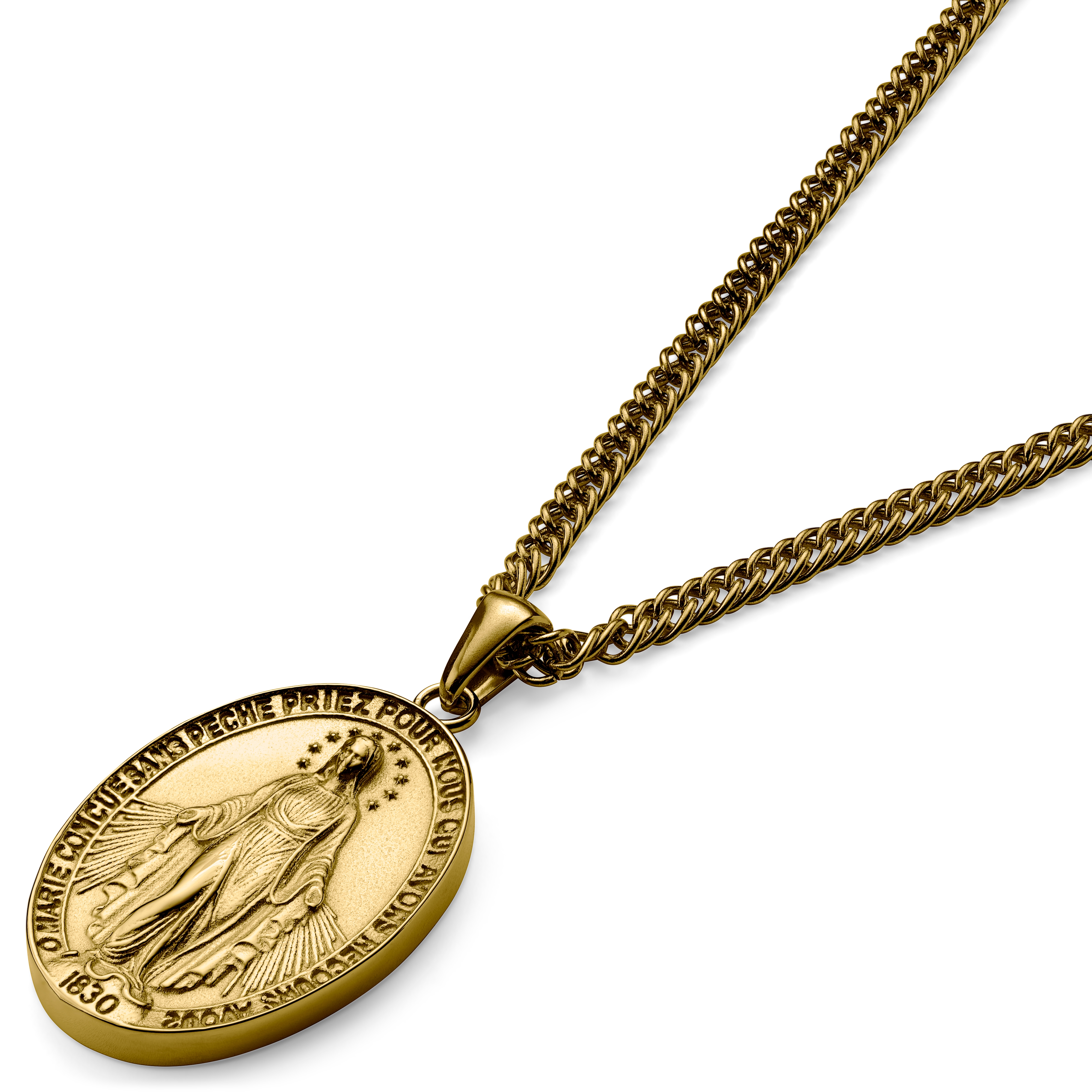 Sanctus | Zelta krāsas kaklarota ar piekariņu Miraculous Medal - 5