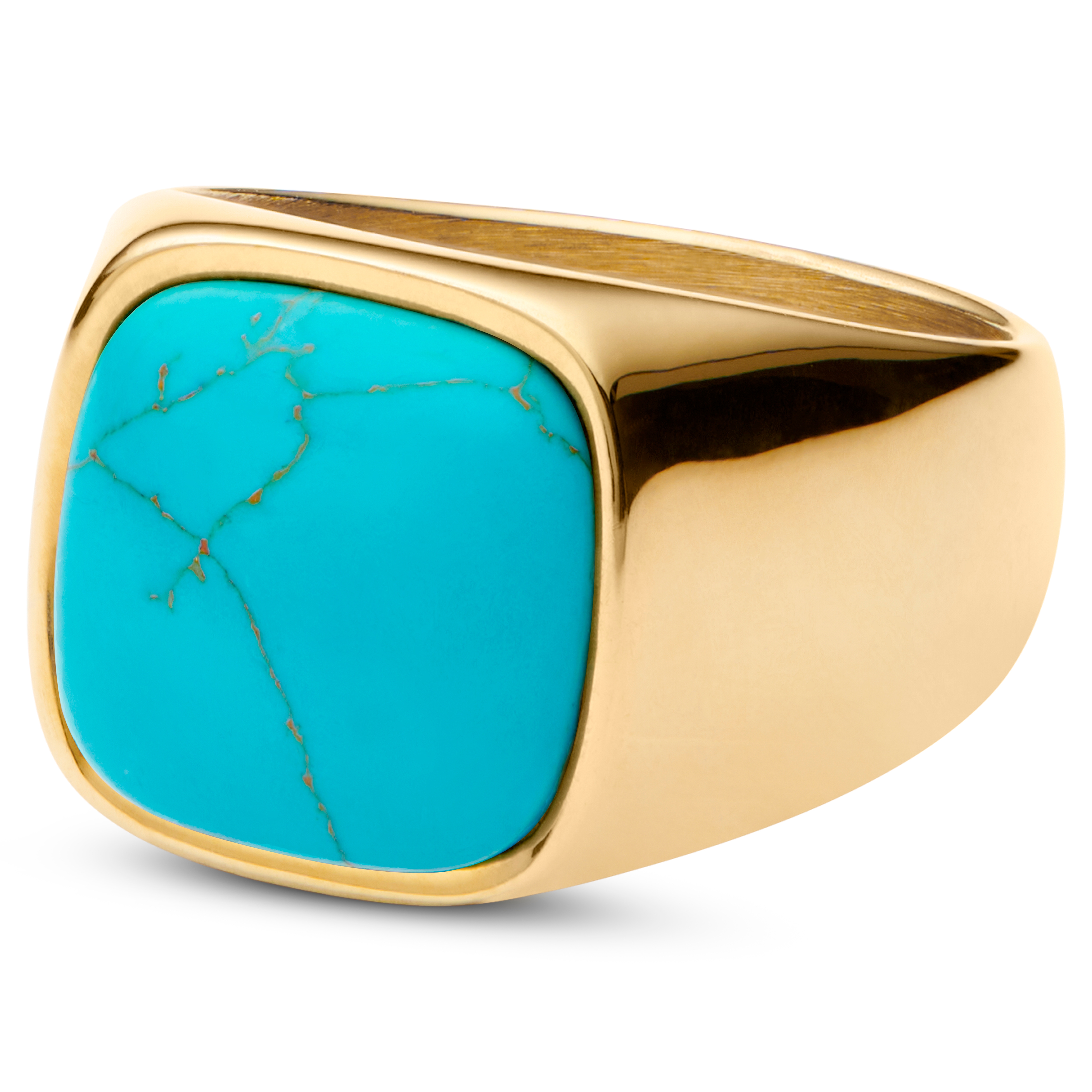 Złocisty pierścień z turkusem Len Gravel - 1