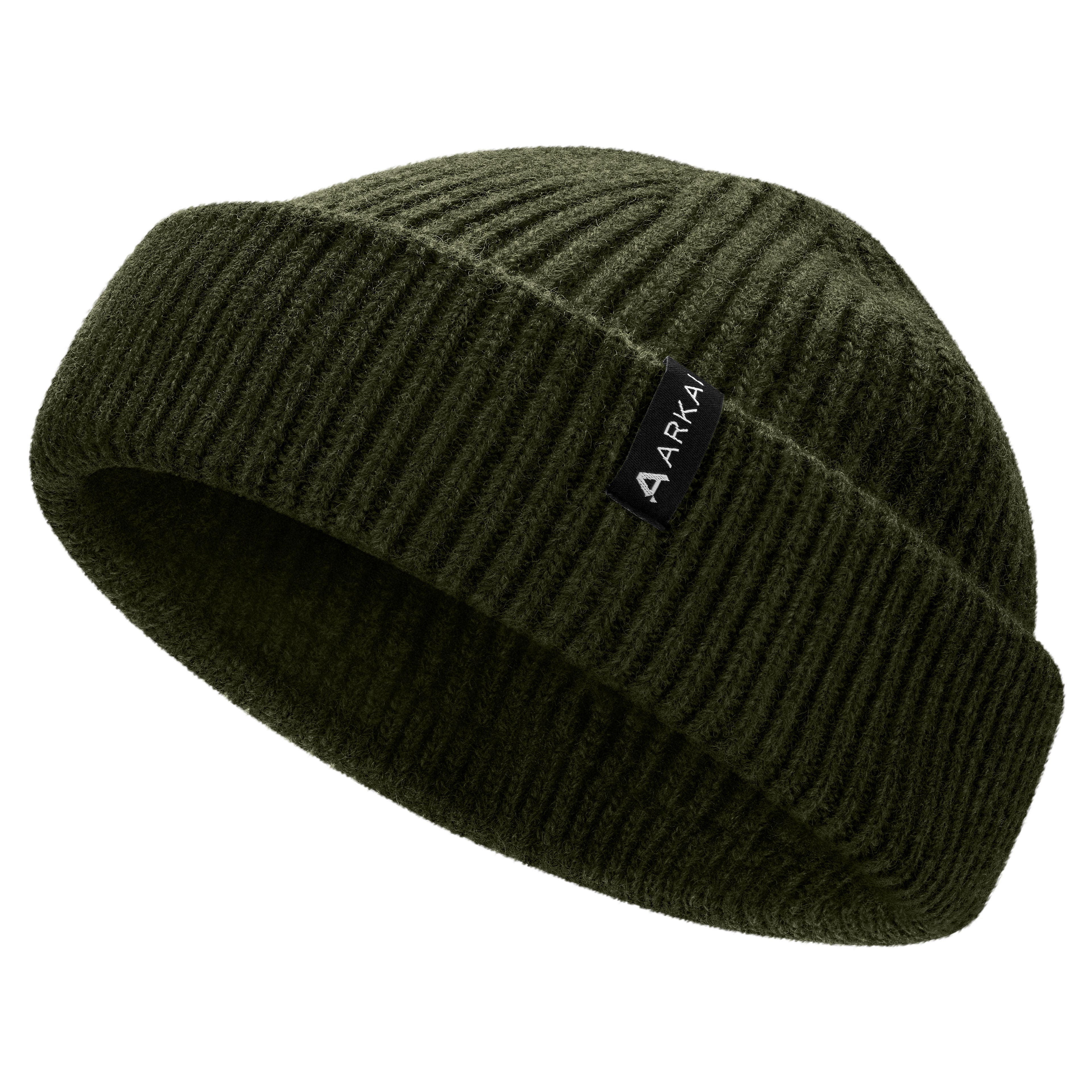 Nordic | Olivgrüne Fisherman-Beanie aus Wollmischung Nordic | Olivgrüne Fisherman-Beanie aus Wollmischung