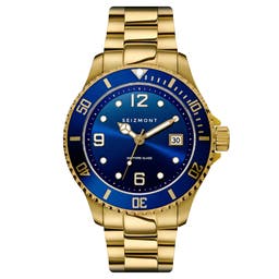 Tide | Gold-Tone Stainless Steel Dive Watch With Blue Dial