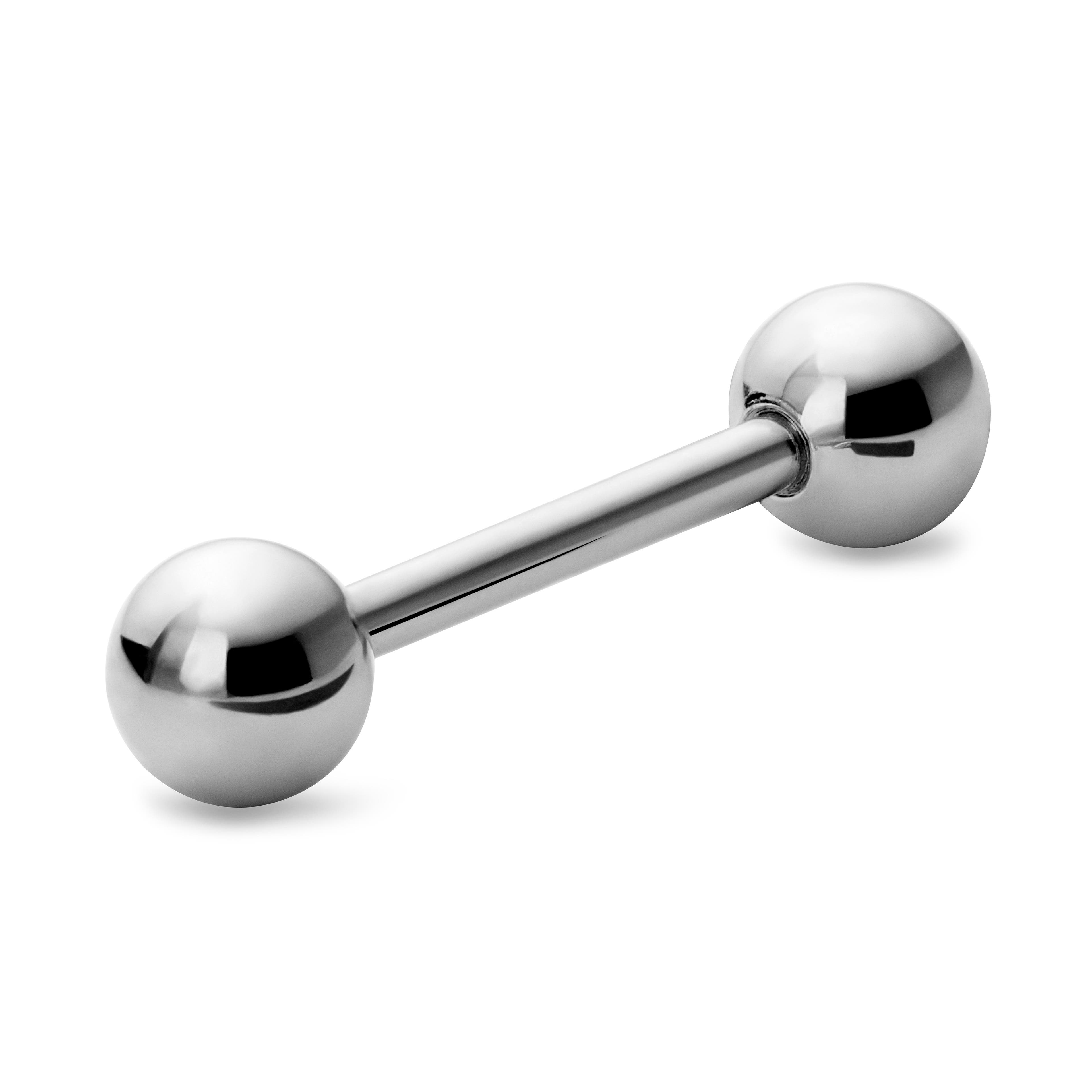 12 mm Silver-Tone Straight Ball-Tipped Titanium Barbell