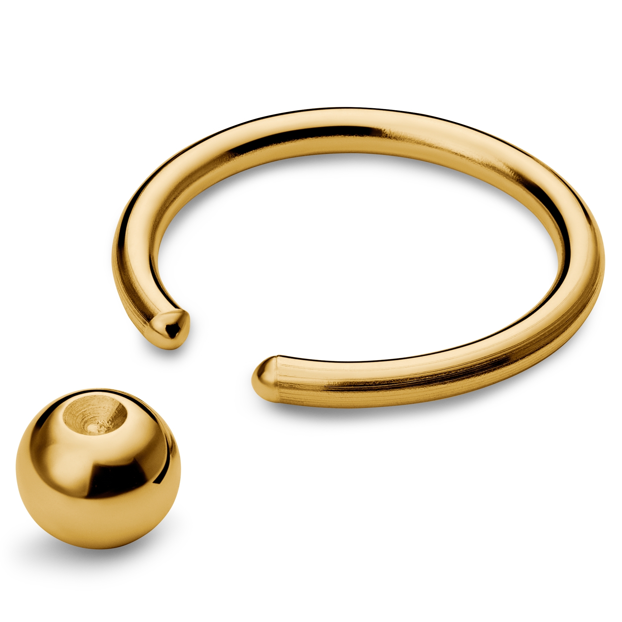 10 mm Goldfarbener Ring aus Chirurgenstahl mit eingefasster Perle - 2