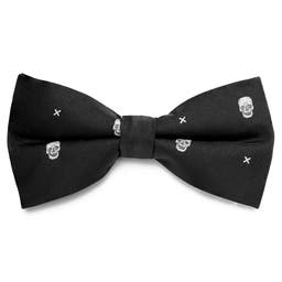 Black With White Skulls Pre-Tied Bow Tie
