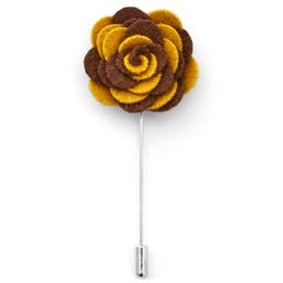 Chocolate Brown & Ocher Yellow Flower Lapel Pin