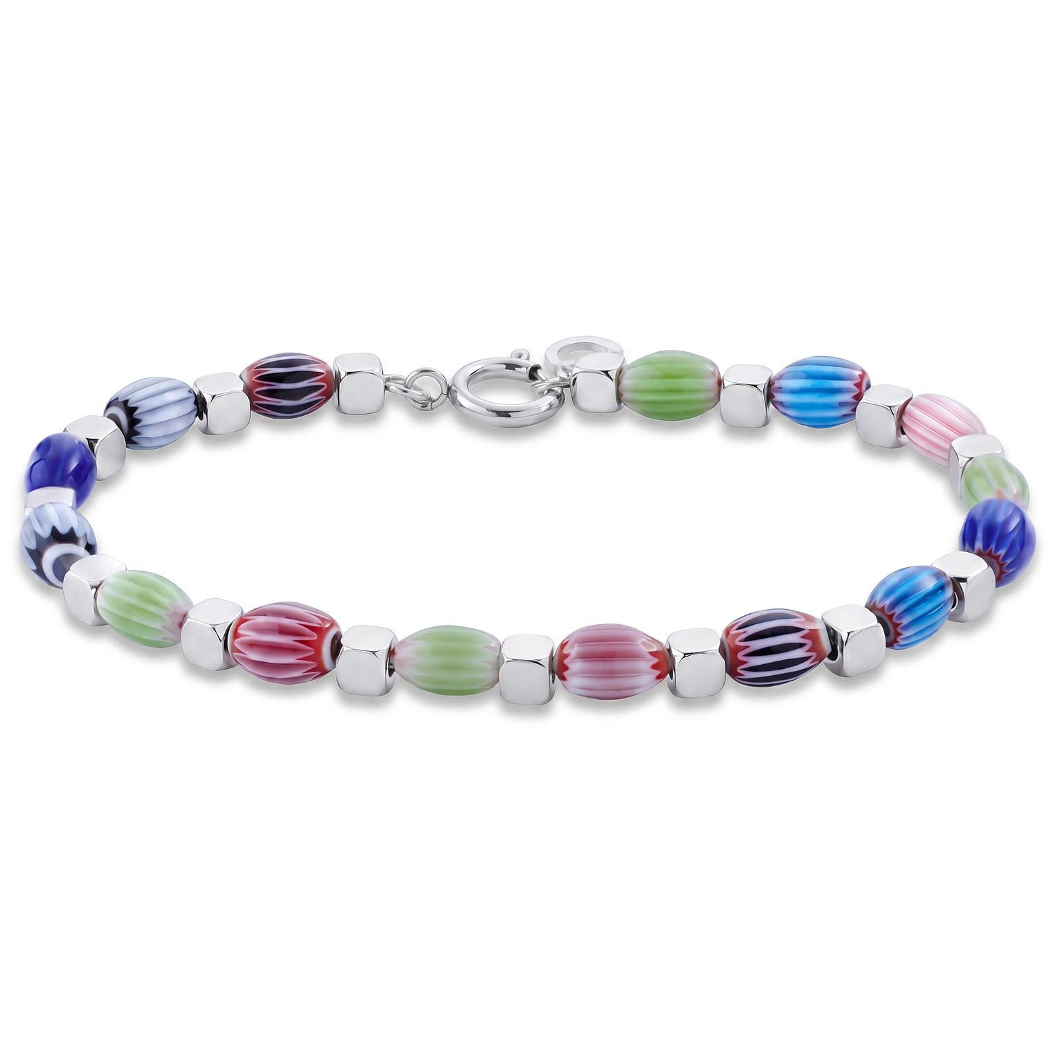 Pearlmania | Cubes Spectrum wielobarwna bransoletka ze szklanych koralików i stali nierdzewnej Pearlmania | Cubes Spectrum wielobarwna bransoletka ze szklanych koralików i stali nierdzewnej