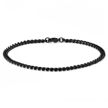Bracelet chaîne à mailles noires -  4 mm