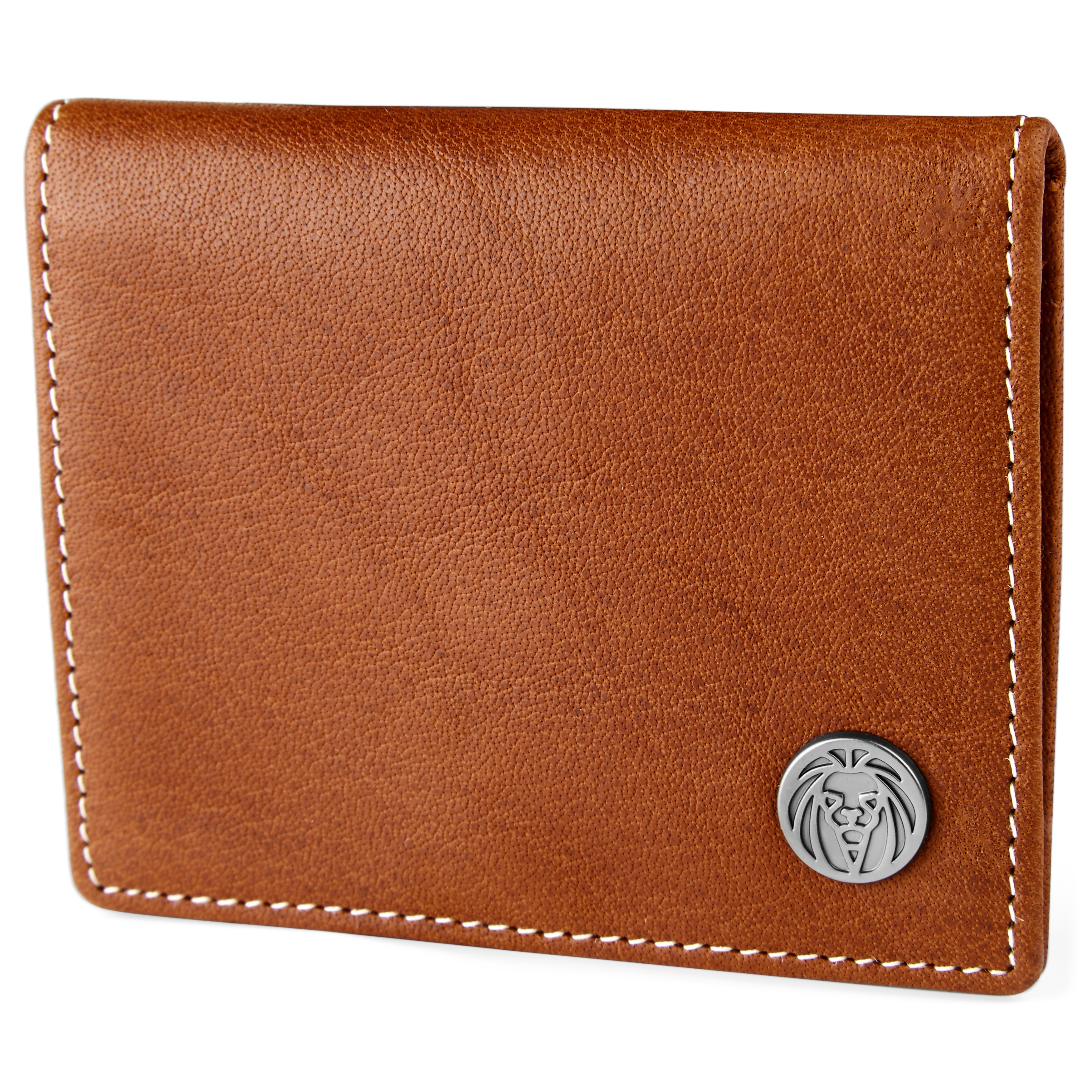 Tarjetero de cuero canela Oxford  - 1