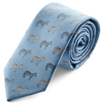 Zoikos | Cravată albastru deschis de 6 cm cu zebră