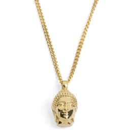 Goldfarbene Buddha Stahl Halskette