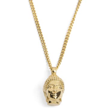 Gold-Tone Buddha Steel Iconic Necklace