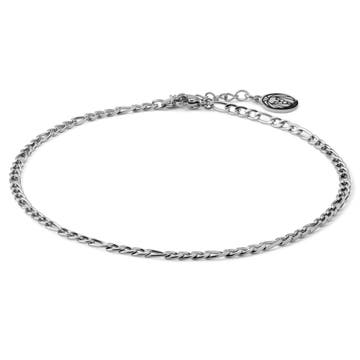 Silver-Tone Stainless Steel Figaro Chain Men's Anklet Silver-Tone Stainless Steel Figaro Chain Men's Anklet