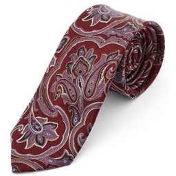 Red & Lavender Baroque Silk Tie
