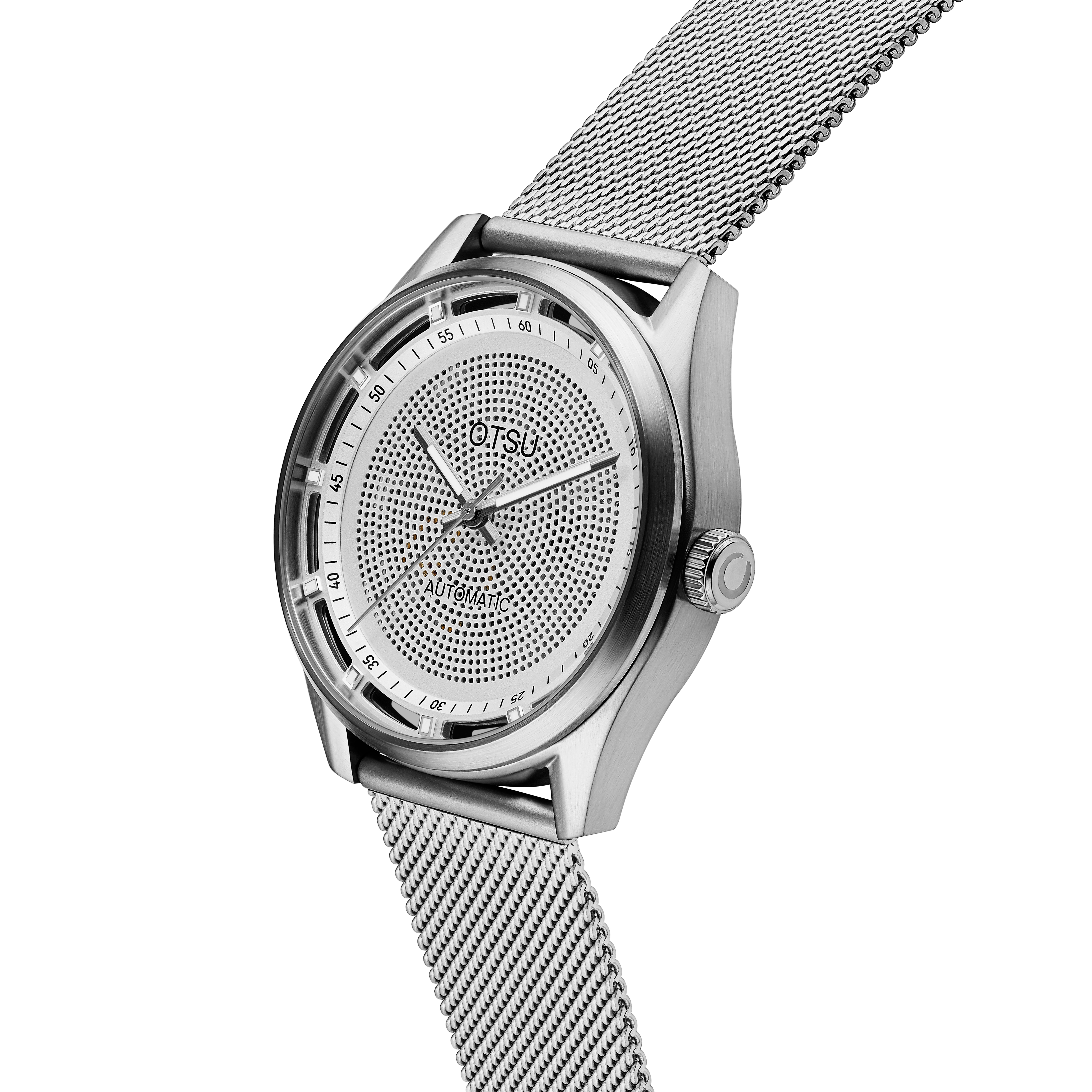 Calin | Silver-tone Transparent Automatic Skeleton Watch - 3