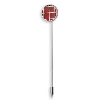Geo Remix | Silver-Tone Currant Red & White Patterned Lapel Pin