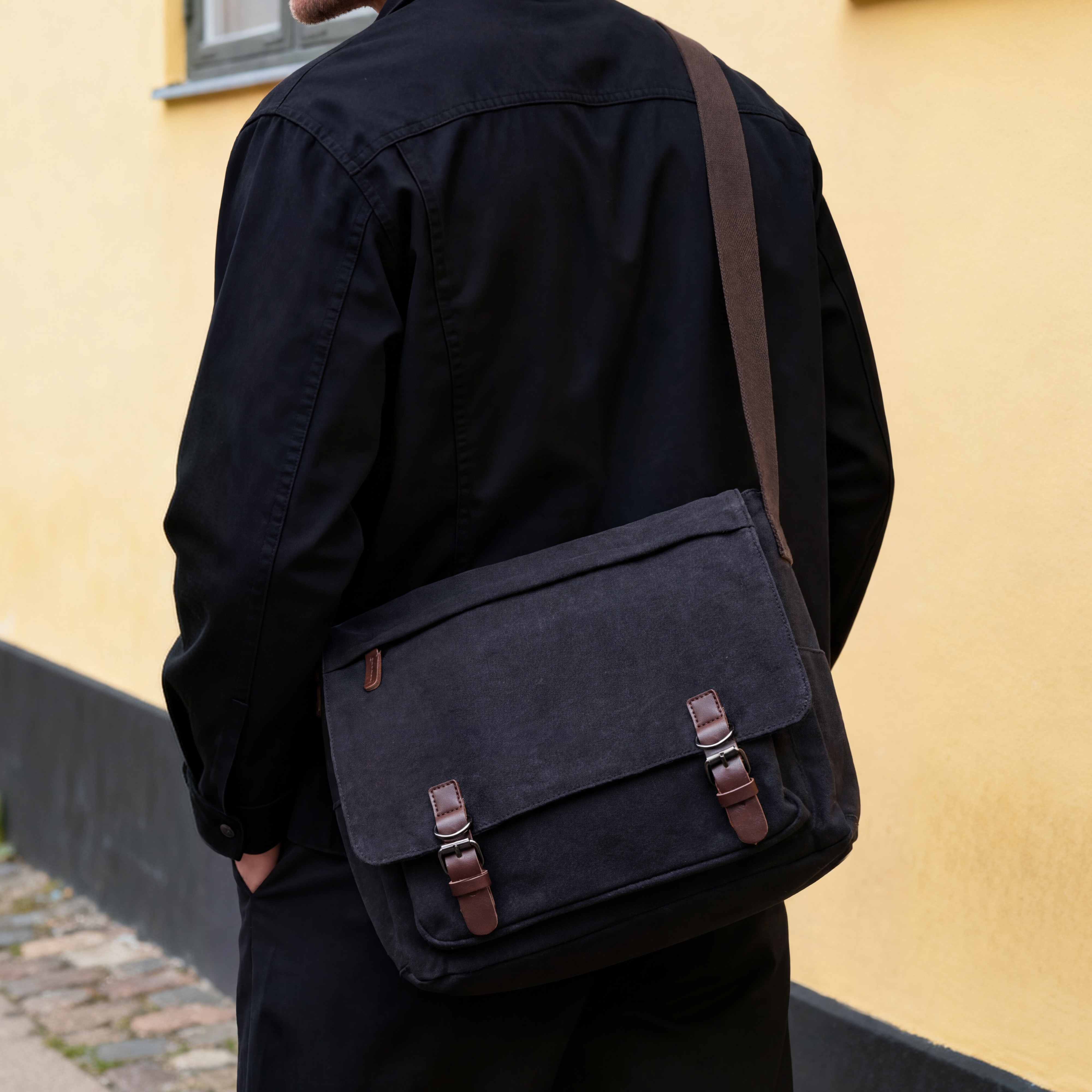 Dark gray Canvas Messenger Bag - 4