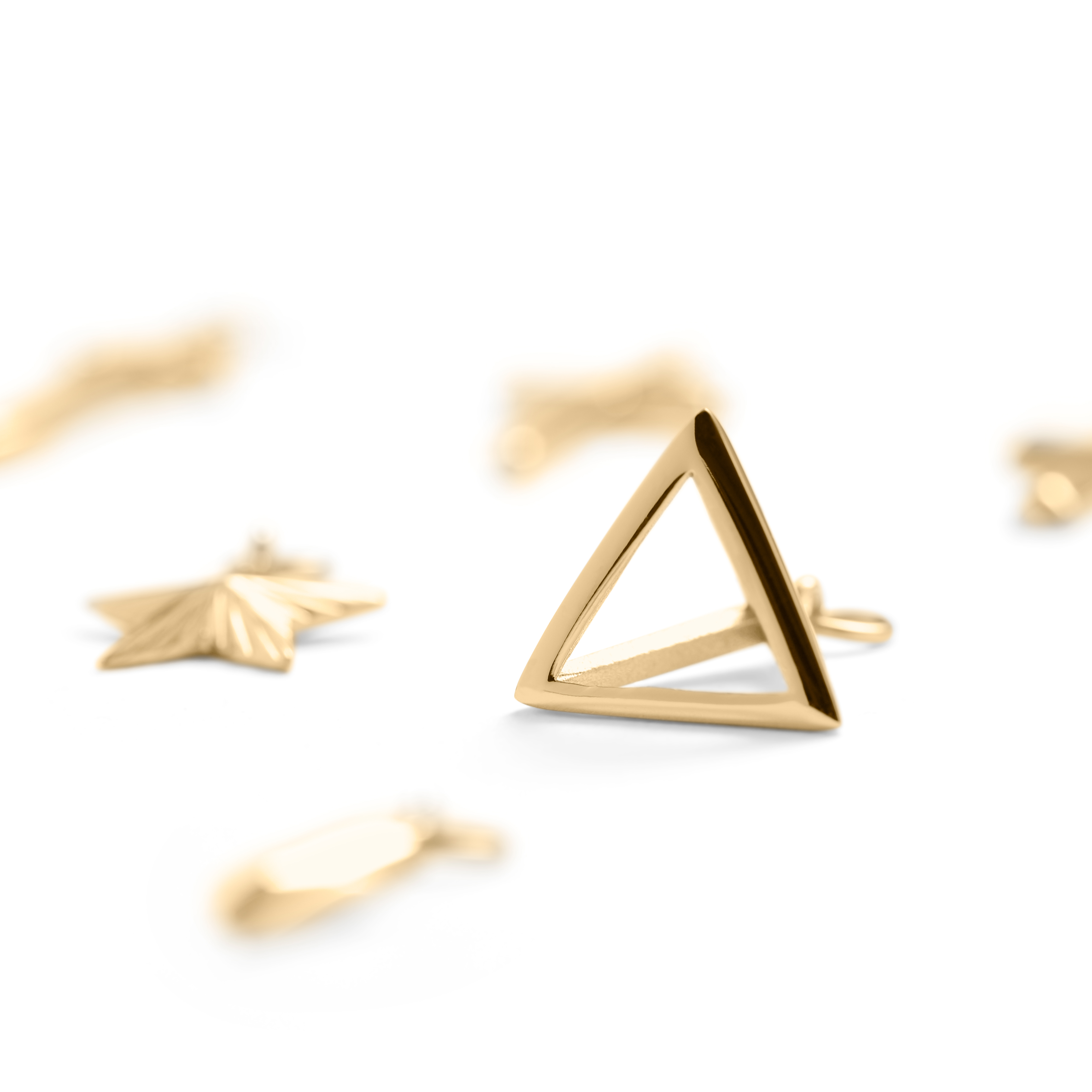 Gold-Tone Hoop Earring with 9 Charms - 3