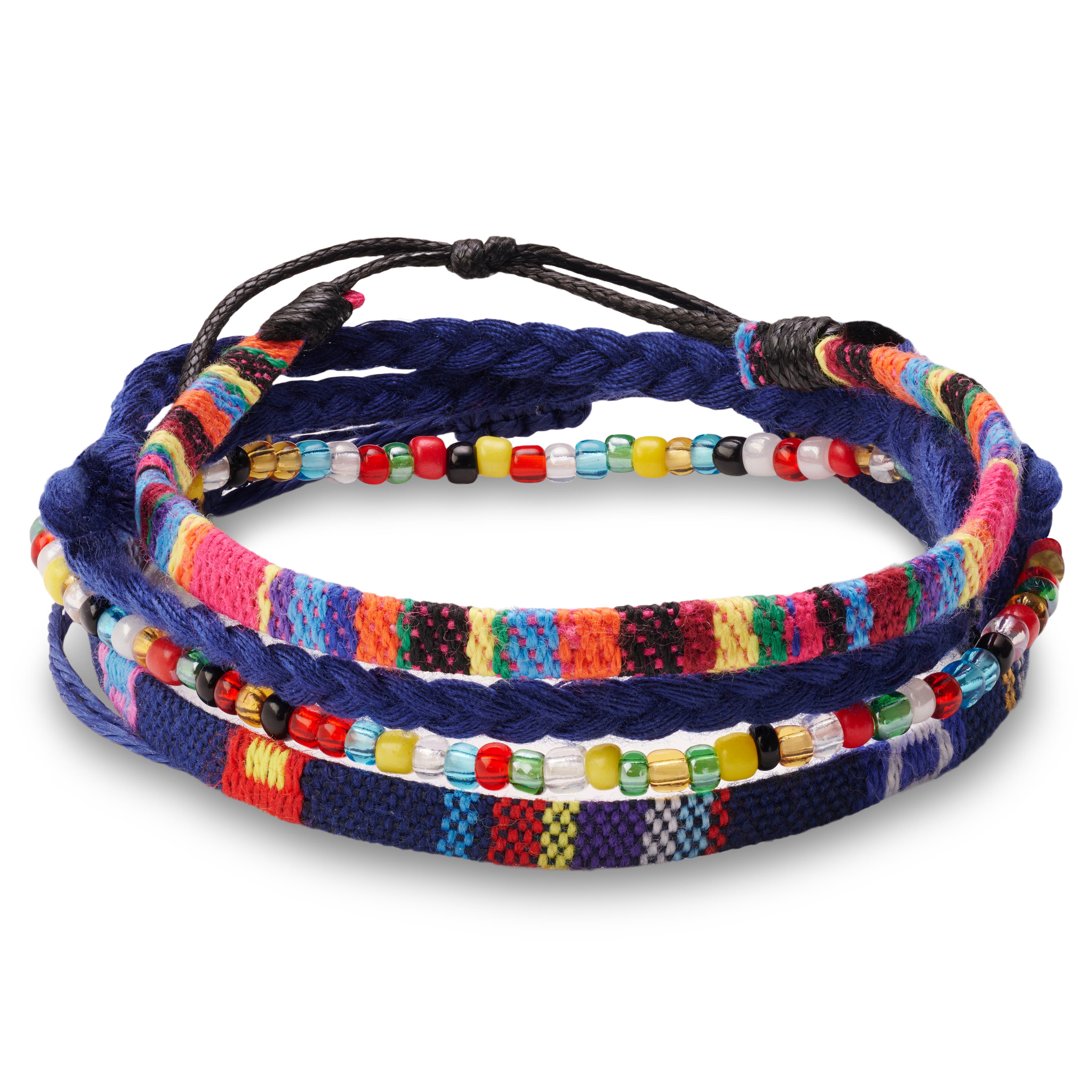 Bracelet Surfeur en Tissu Bleu Marine Multicolore Bracelet Surfeur en Tissu Bleu Marine Multicolore
