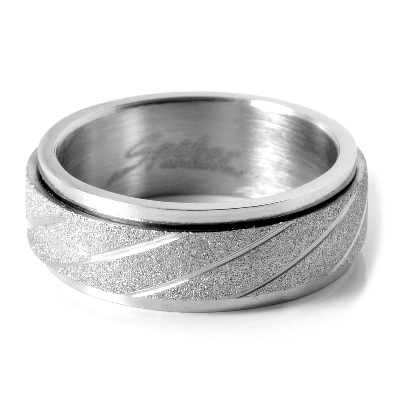 Oceľový prsteň s hrubým povrchom v striebornej farbe - 2