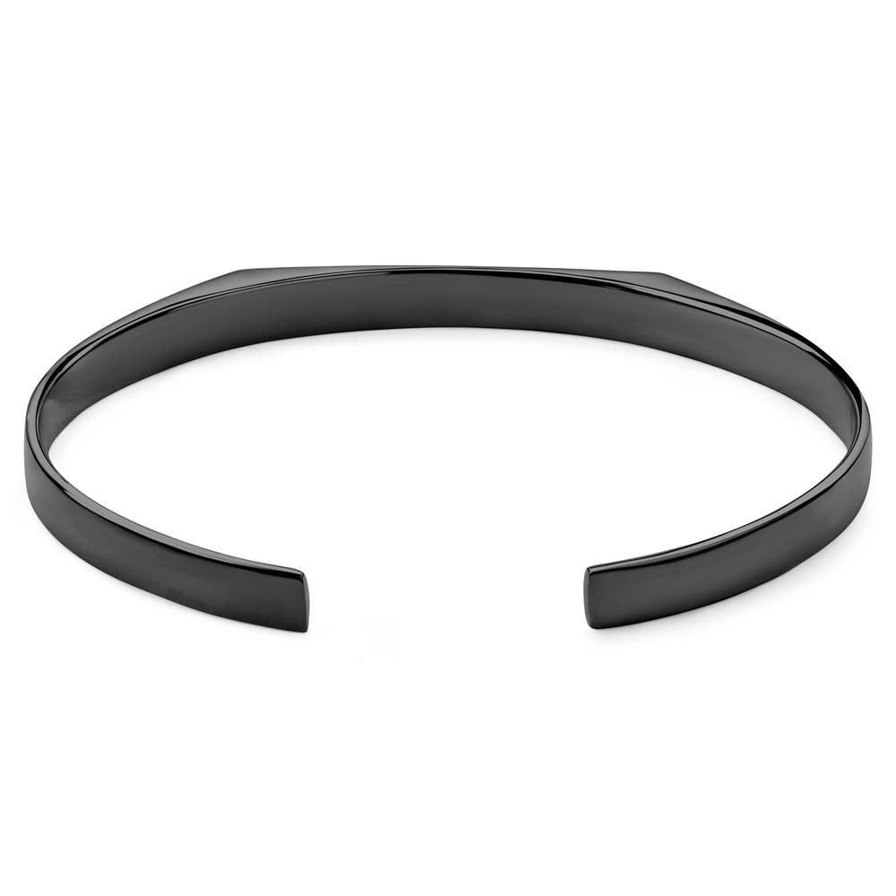hover: 5 mm Polished Black Adjustable Stainless Steel Angular Cuff Bracelet hover: 5 mm Polished Black Adjustable Stainless Steel Angular Cuff Bracelet