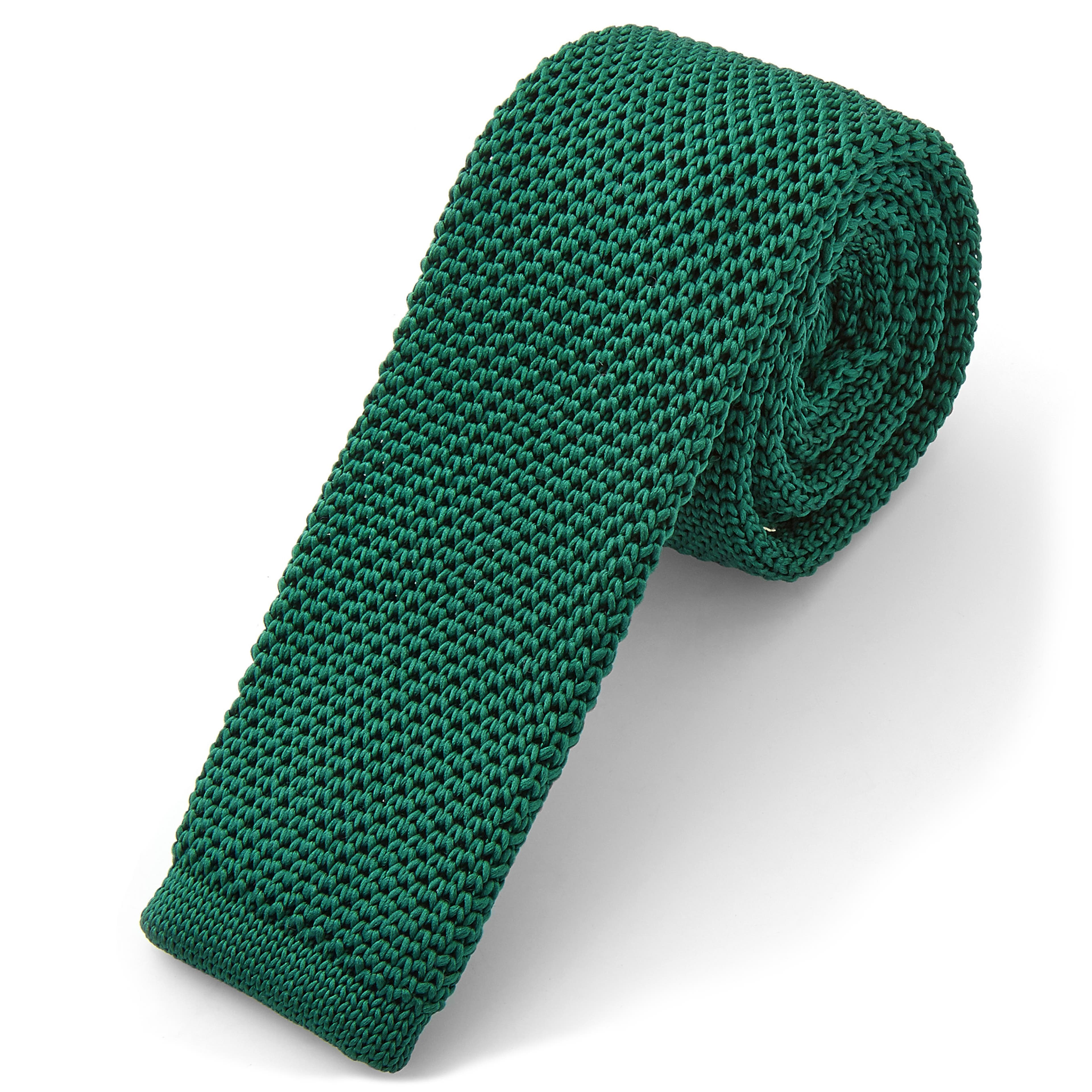 Krawat z dzianiny w odcieniu sosnowej zieleni