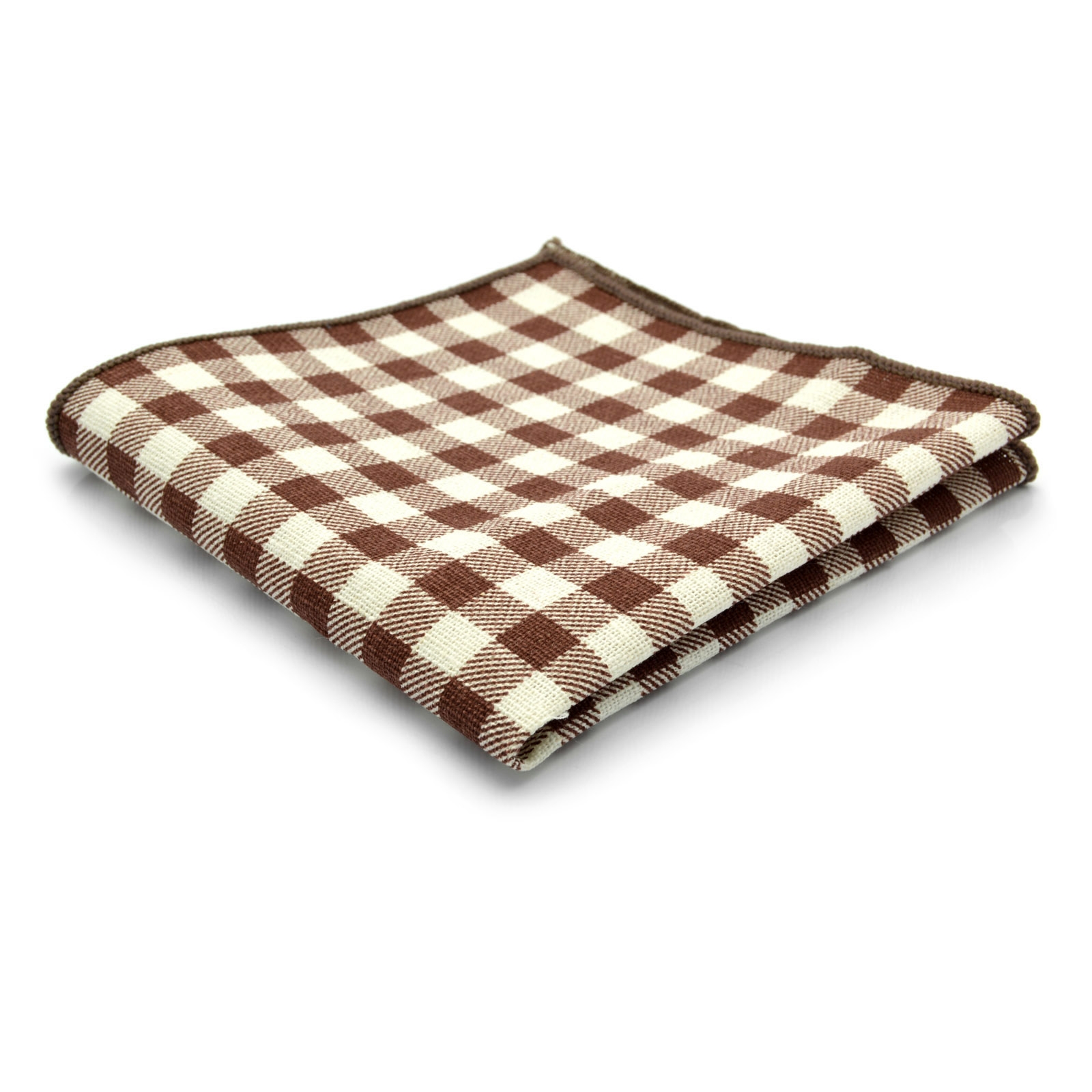 Brązowo-biała poszetka w kratkę - 1