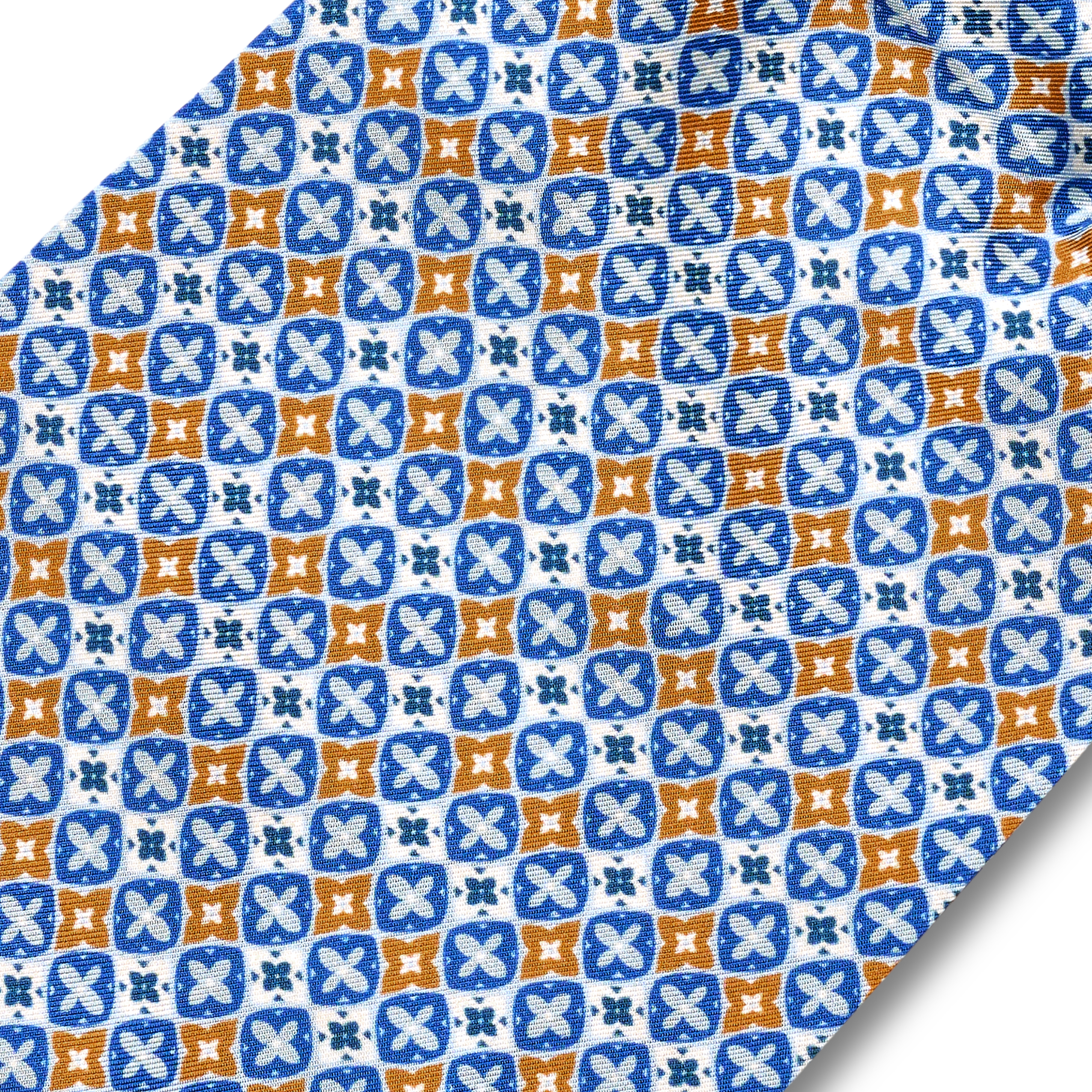 Virtuо | Синьо-кафява копринена аскот вратовръзка - 3