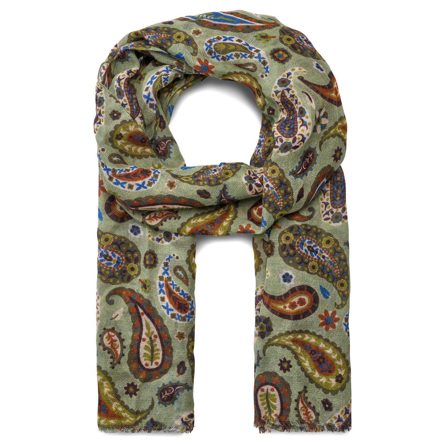 Virtuo | Mintfarbener Schal aus Wolle mit Paisleymuster Virtuo | Mintfarbener Schal aus Wolle mit Paisleymuster