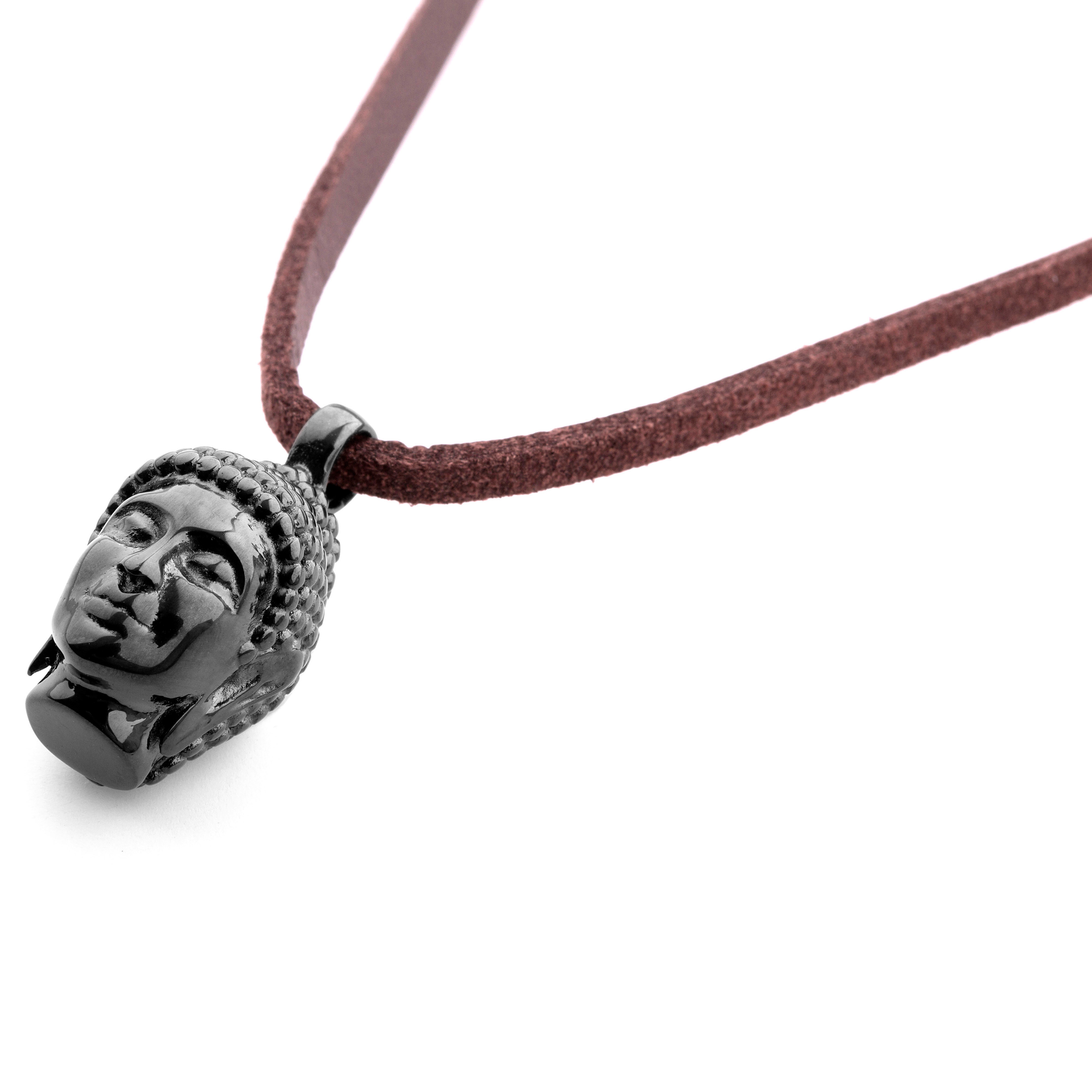 Svart Buddha Iconic Läderhalsband - 2