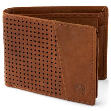 Perforated Tan Cambodia Leather RFID Wallet