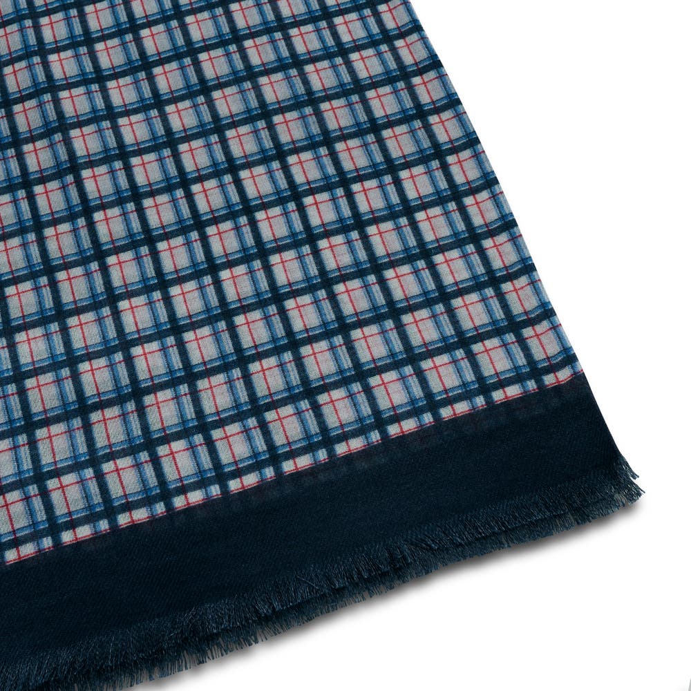 hover: Brux | Blue, White & Red Plaid Cotton Mix Scarf hover: Brux | Blue, White & Red Plaid Cotton Mix Scarf
