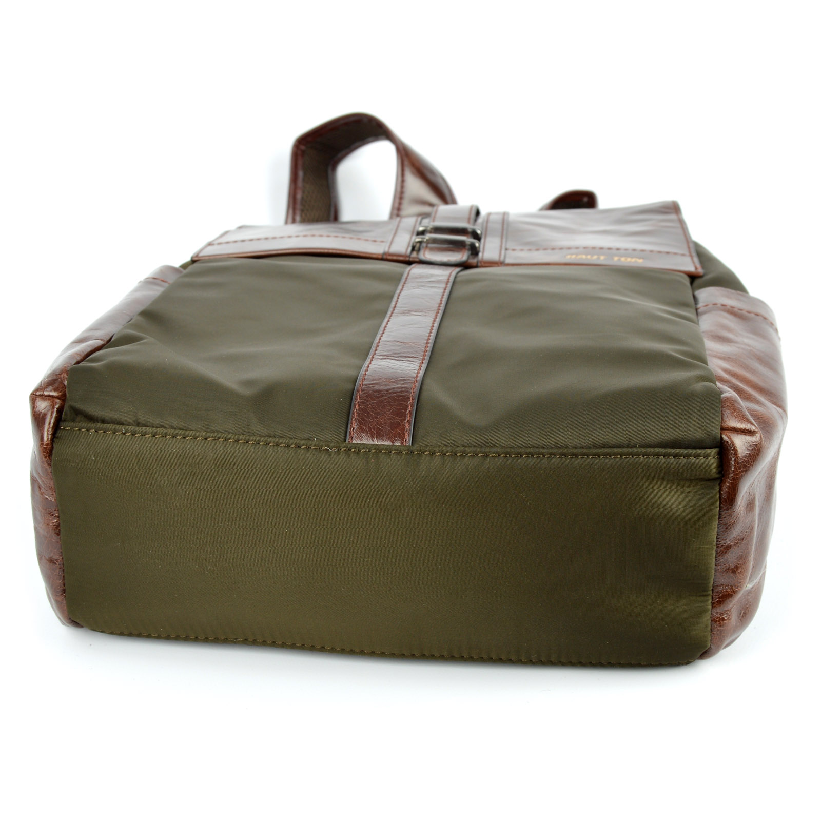 Brauner Nylon & Leder Rucksack - 7