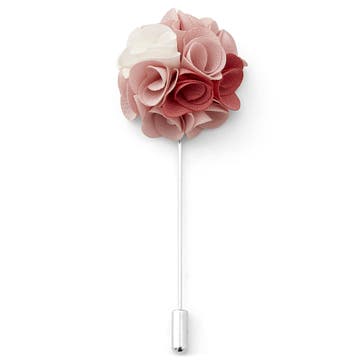 Cherry-, Soft Red & White Rose Bouquet Lapel Pin